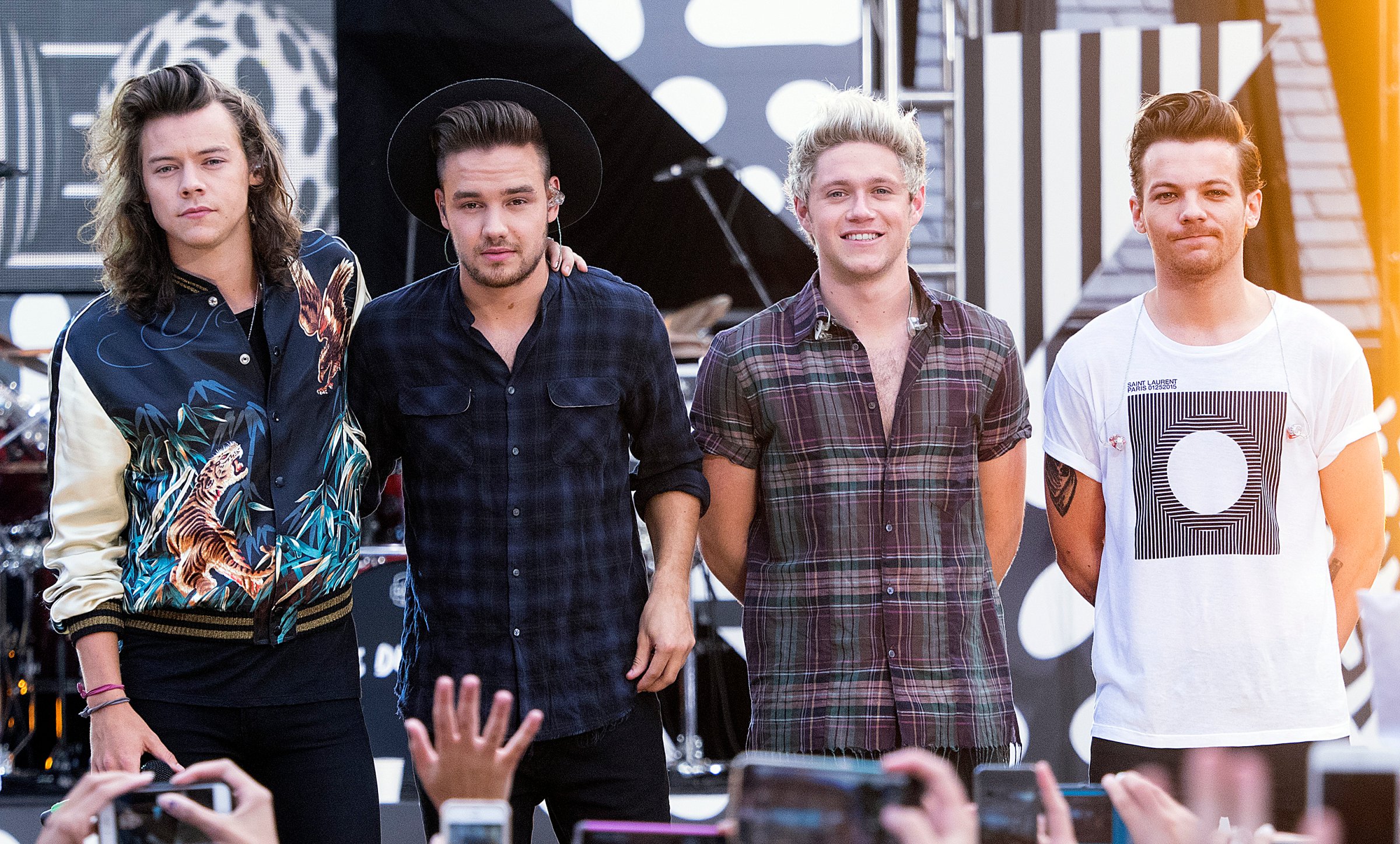 (L-R) Harry Styles, Liam Payne, Niall Horan and Louis Tomlinson of One Direction perform on "Good Morning America's Summer Concert Series" in New York City on Aug. 4, 2015.