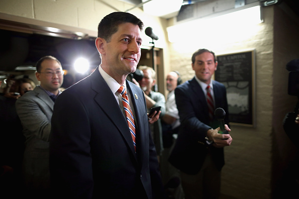 House Ways and Means Committee Chairman Paul Ryan (R-WI) heads for House Republican caucus meeting in the basement of the U.S. Capitol October 9, 2015 in Washington, DC. (Chip Somodevilla—Getty Images)