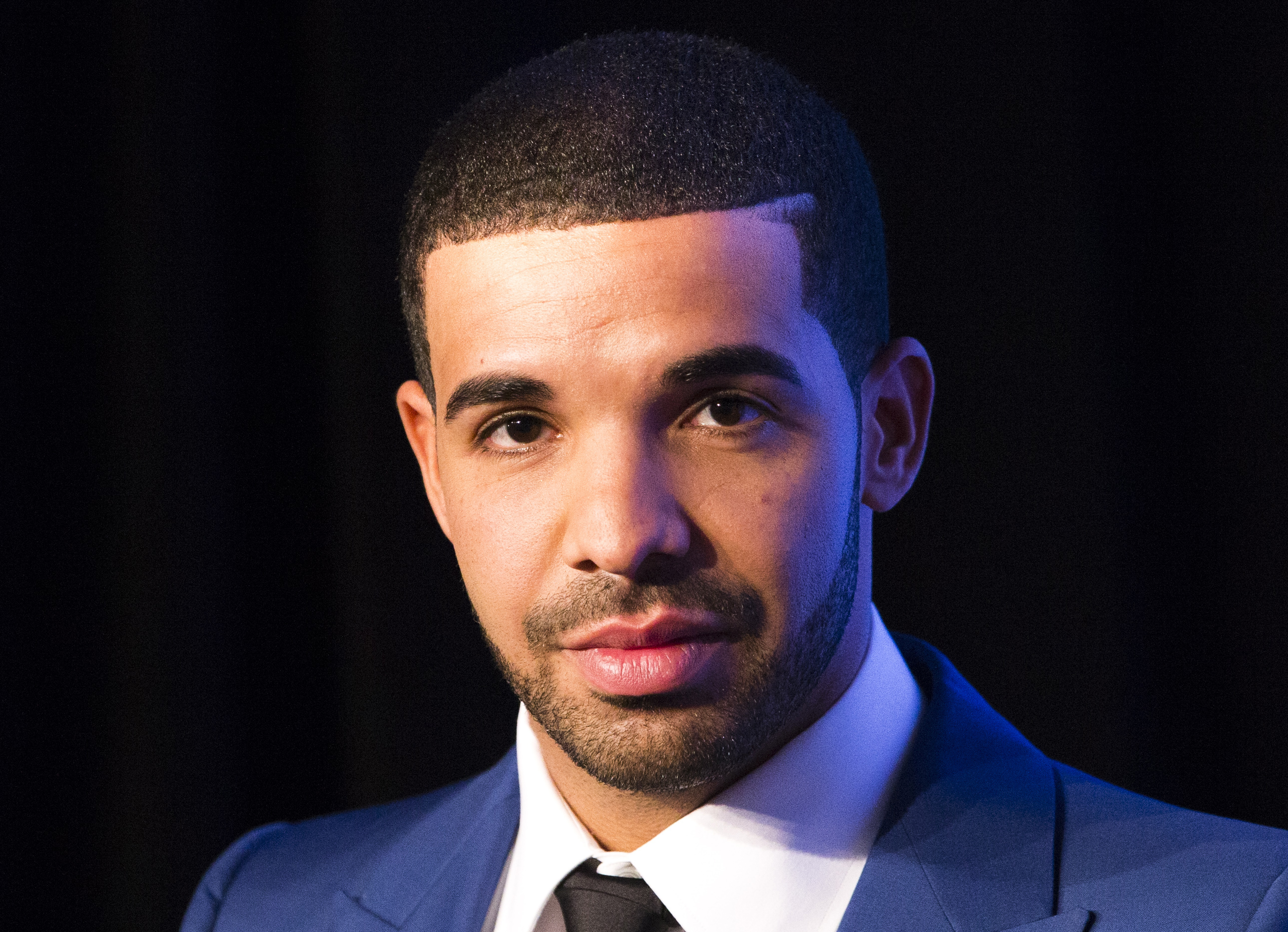 Drake looks on during an announcement that the Toronto Raptors will host the NBA All-Star game in Toronto