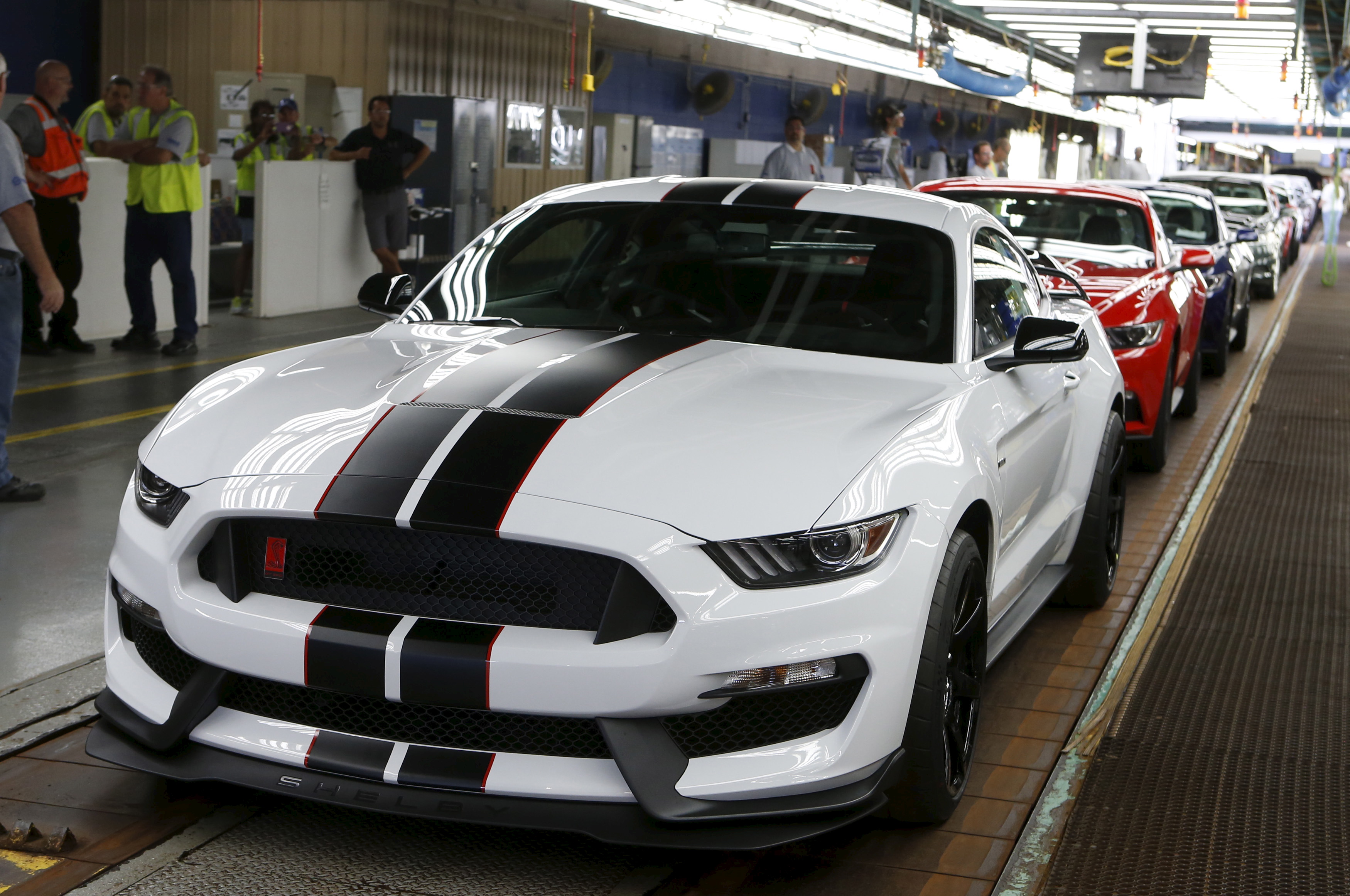A Mustang sits on the final production line at the Ford Motor Flat Rock Assembly Plant in Flat Rock, Mich., on Aug. 20, 2015 (Rebecca Cook—Reuters)