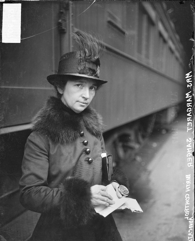 American birth control activist Margaret Sanger (1879 - 1966) standing in a train station in Chicago, 1917. (Chicago History Museum / Getty Images)
