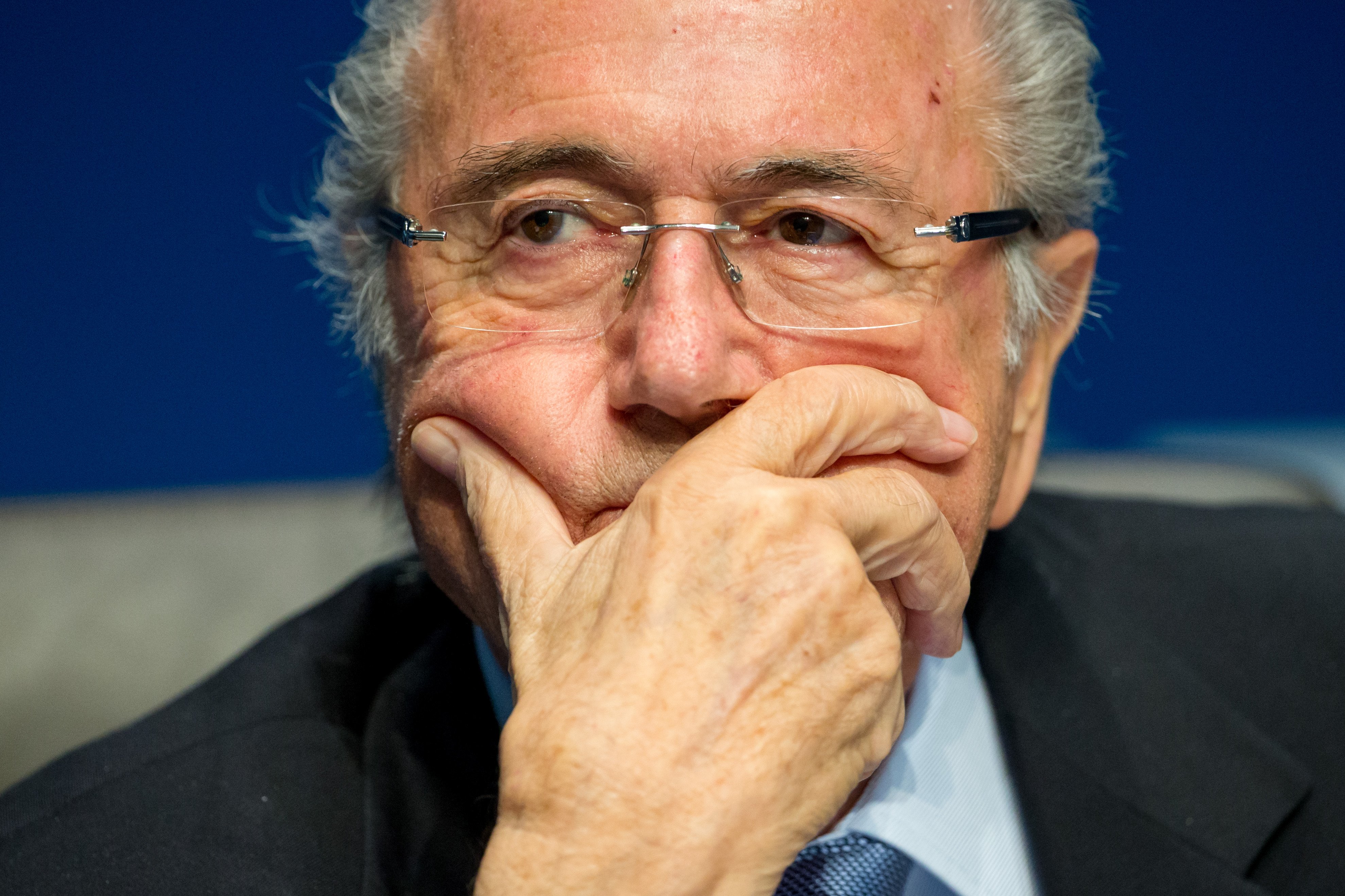 Sepp Blatter looks on during a press conference at the end of the FIFA Executive Comitee meeting at the FIFA headquarters in Zurich, Switzerland on March 20, 2015. (Philipp Schmidli—Getty Images)