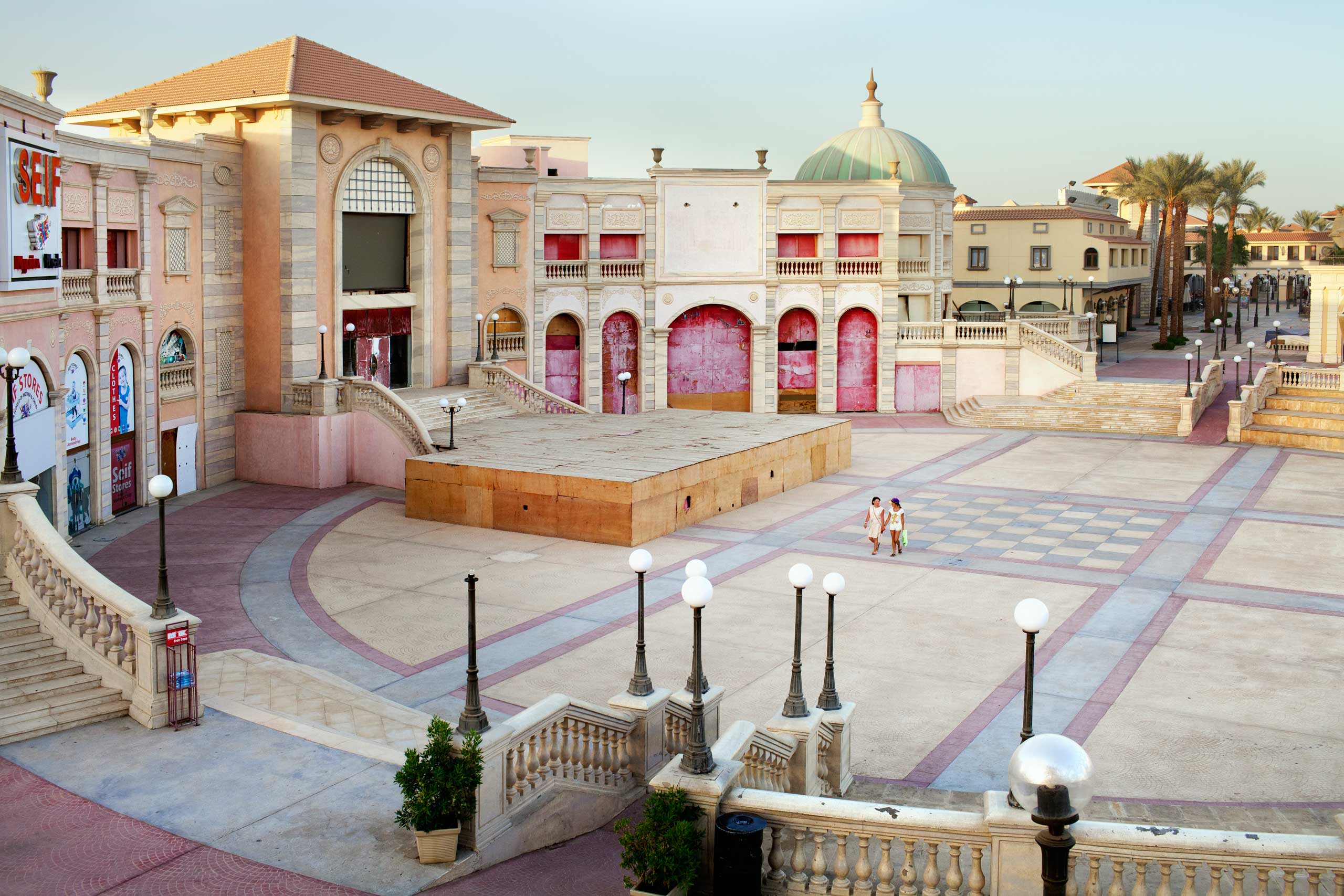 A shopping centre, Il Mercato, which mimics Italian architecture, in Sharm el Sheikh, Sinai, July 2014.