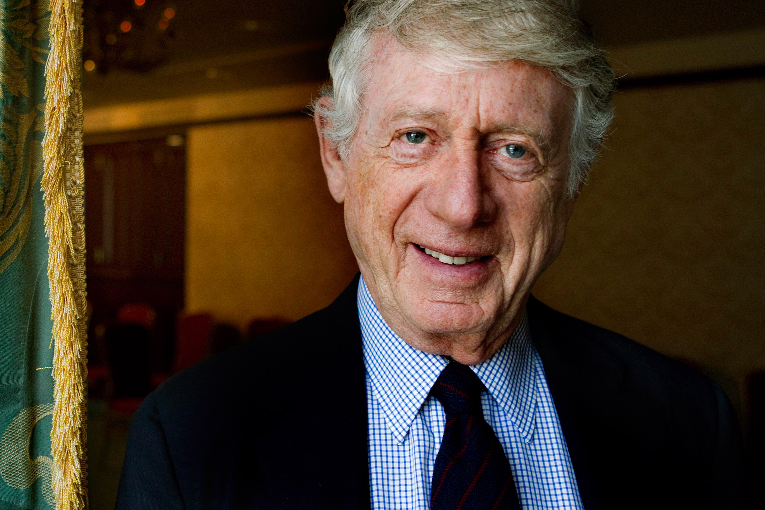 Former television journalist Ted Koppel poses for a photo in a Toronto hotel on Thursday, June 7, 2012. (AP Photo/Chris Young, Canadian Press)