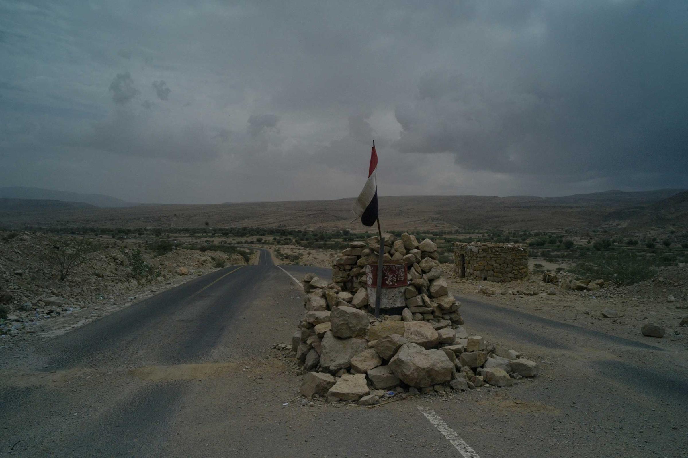 Destroyed check-point at the entrance of Sa’dah province.