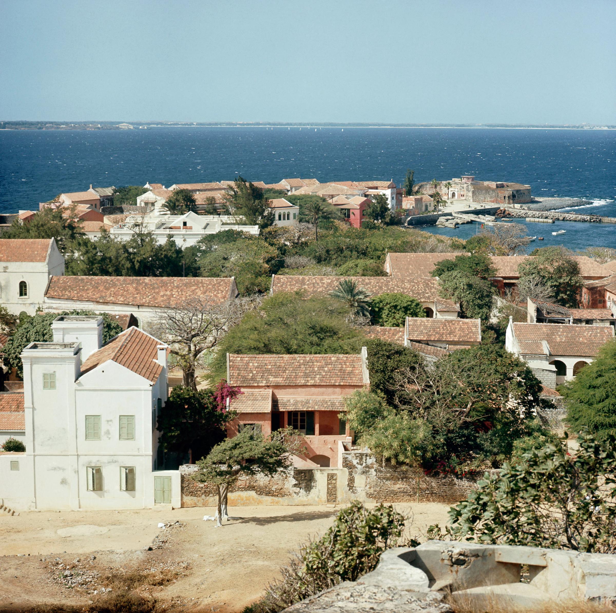 View of the town on Goree Island, off Cape Verde, an important selling-station for the Atlantic slave trade