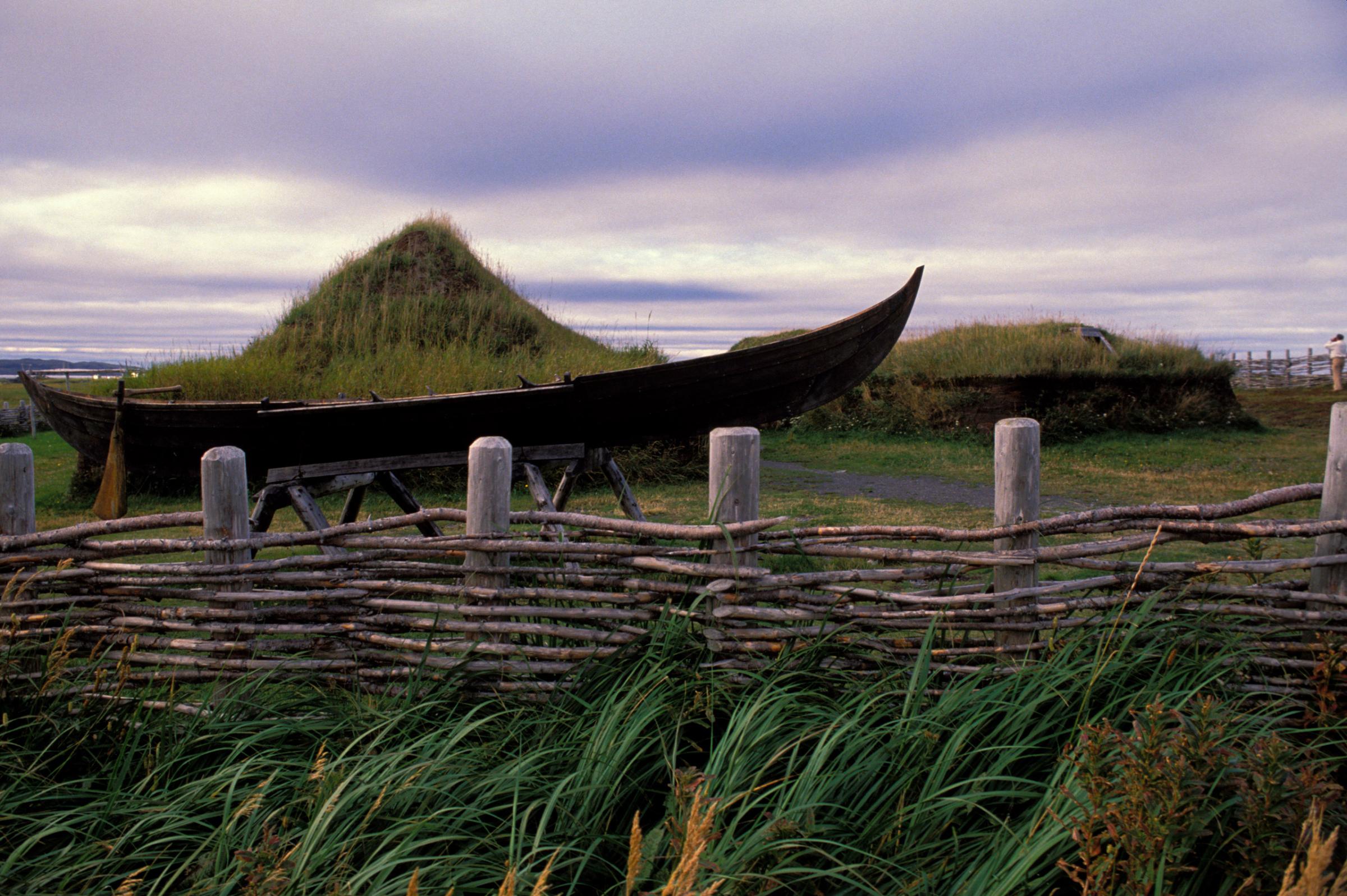 Canada, Newfoundland, L'anse Aux Meadows Nhp, Replicas Of Norse Houses From 1000 Years Ago.