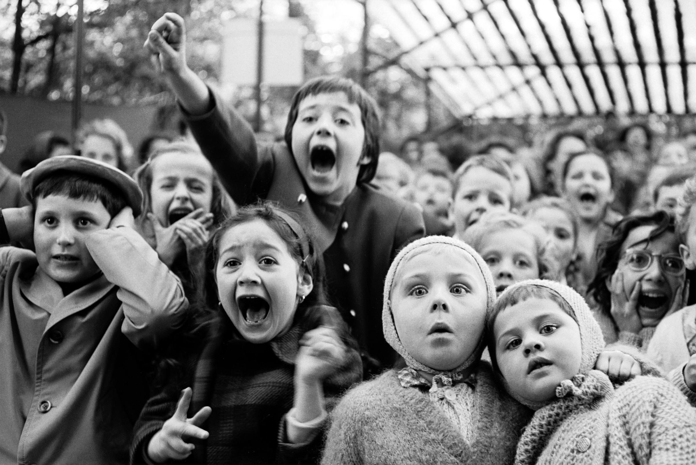 Children at the Tuileries puppet theatre, Paris, France, 1963