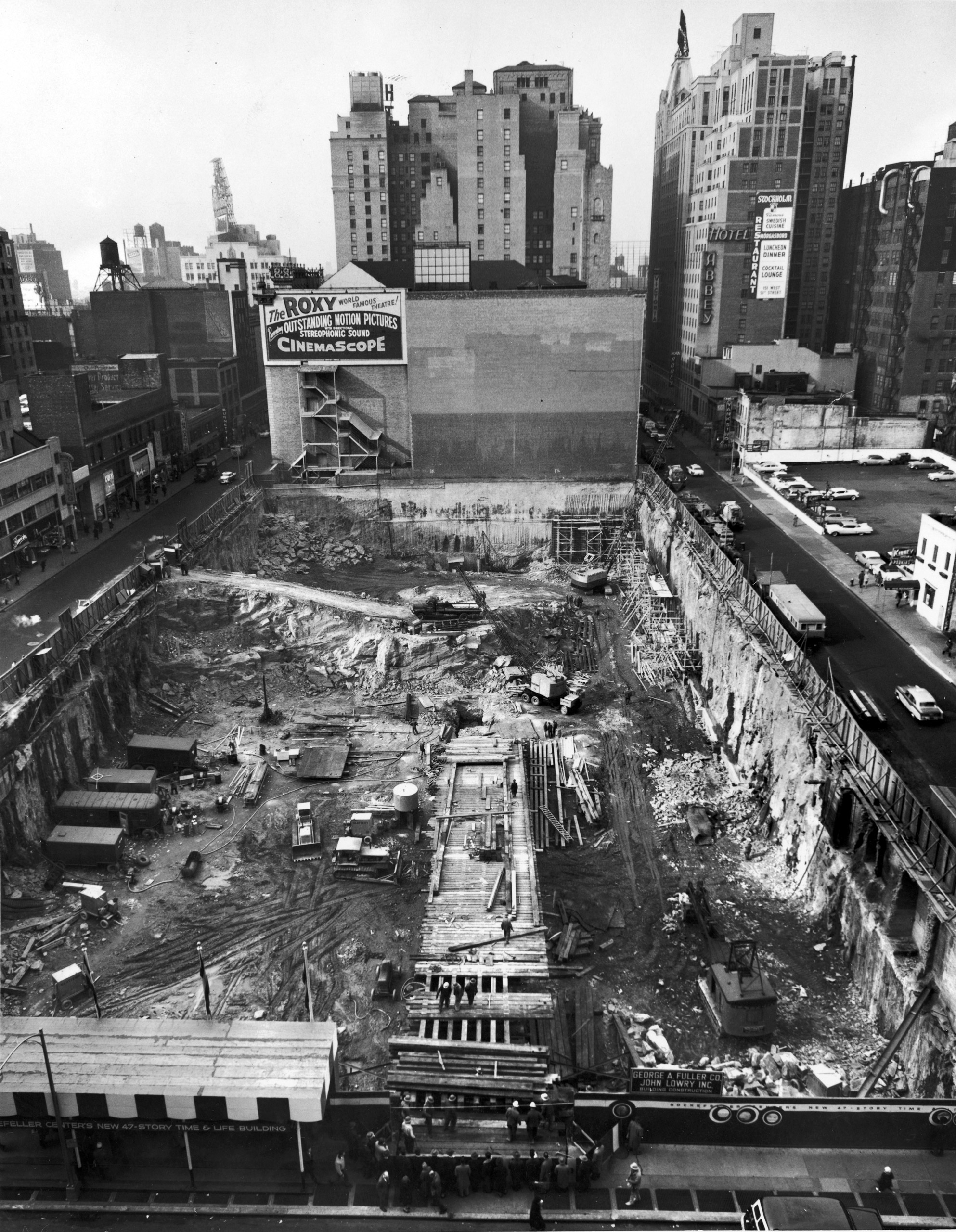 Construction of the Time &amp; Life Building at Avenue of the Americas and 50th Street, 1957.