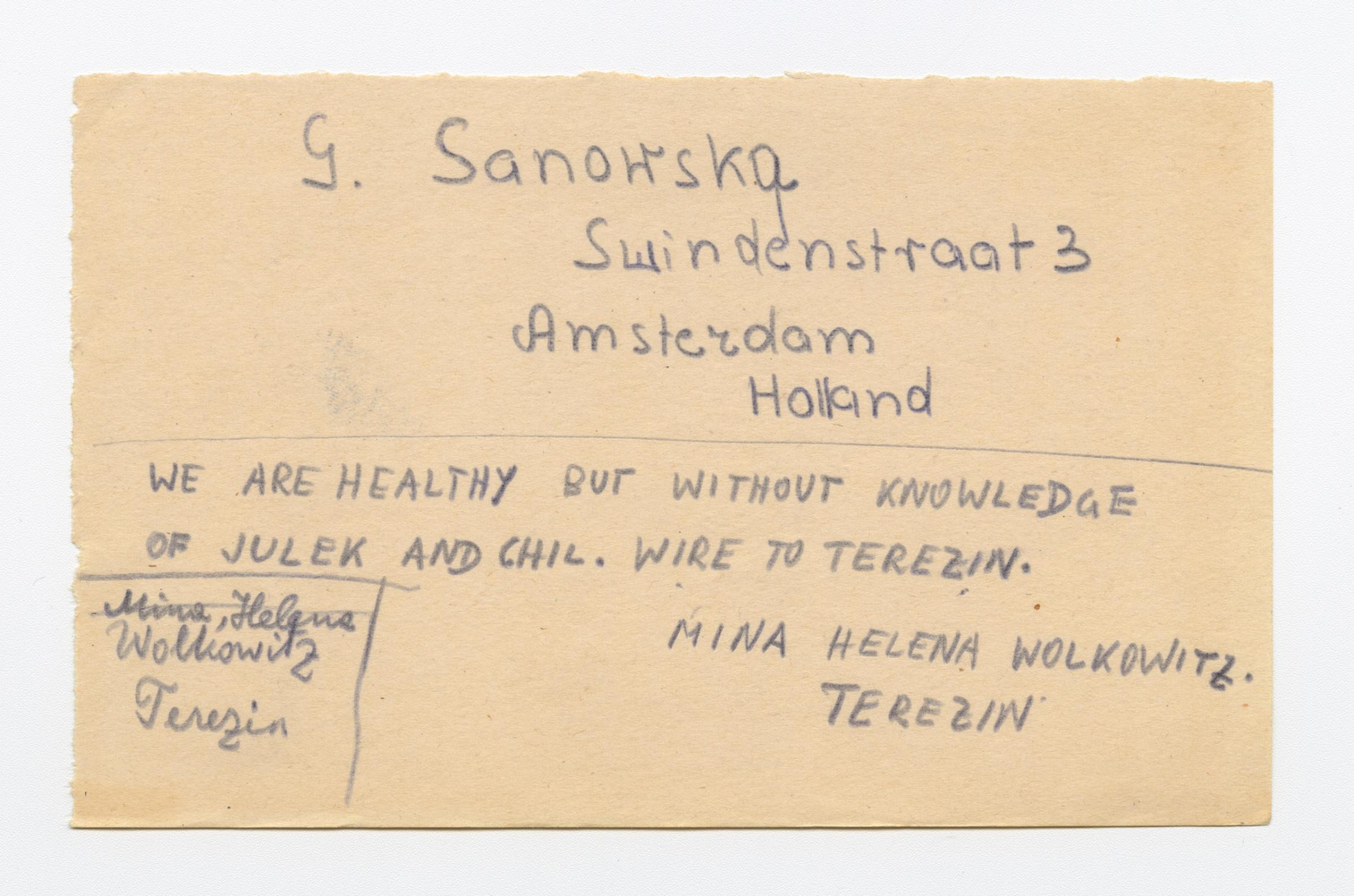 Draft telegram sent by survivors seeking information and assistance.