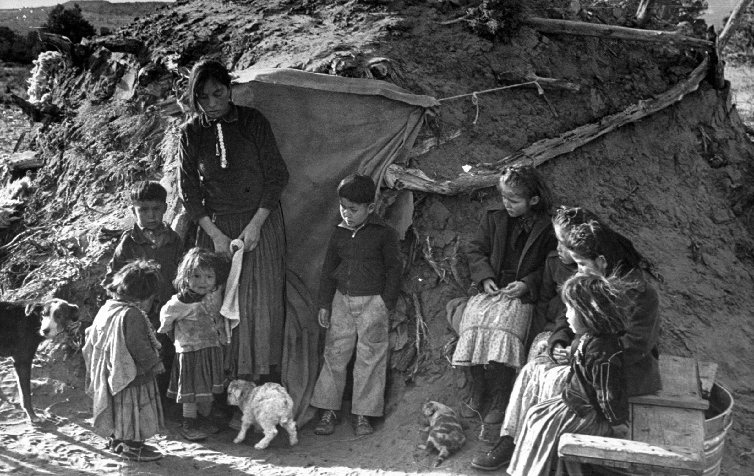 A Navajo family living on a reservation.