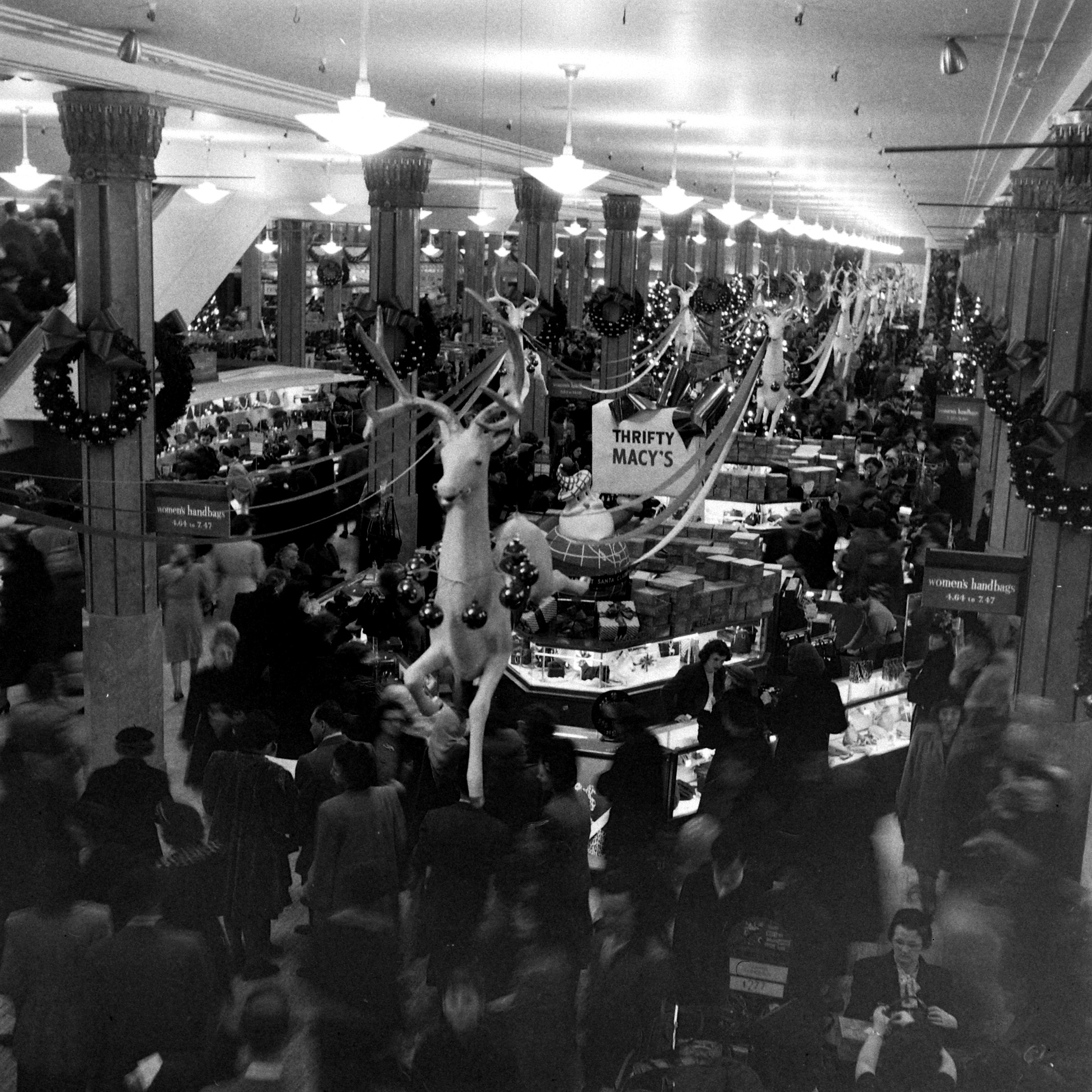 Macy's caters to customers during the biggest holiday shopping season, 1948.