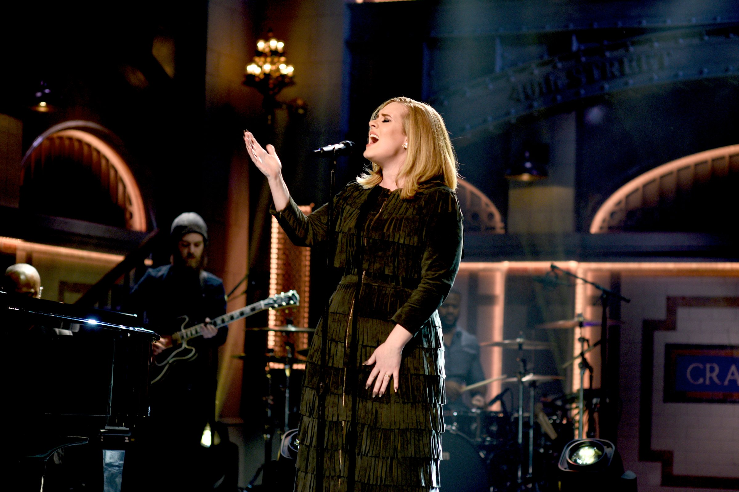 Musical guest Adele performs on Saturday Night Live in New York City on Nov. 21, 2015.