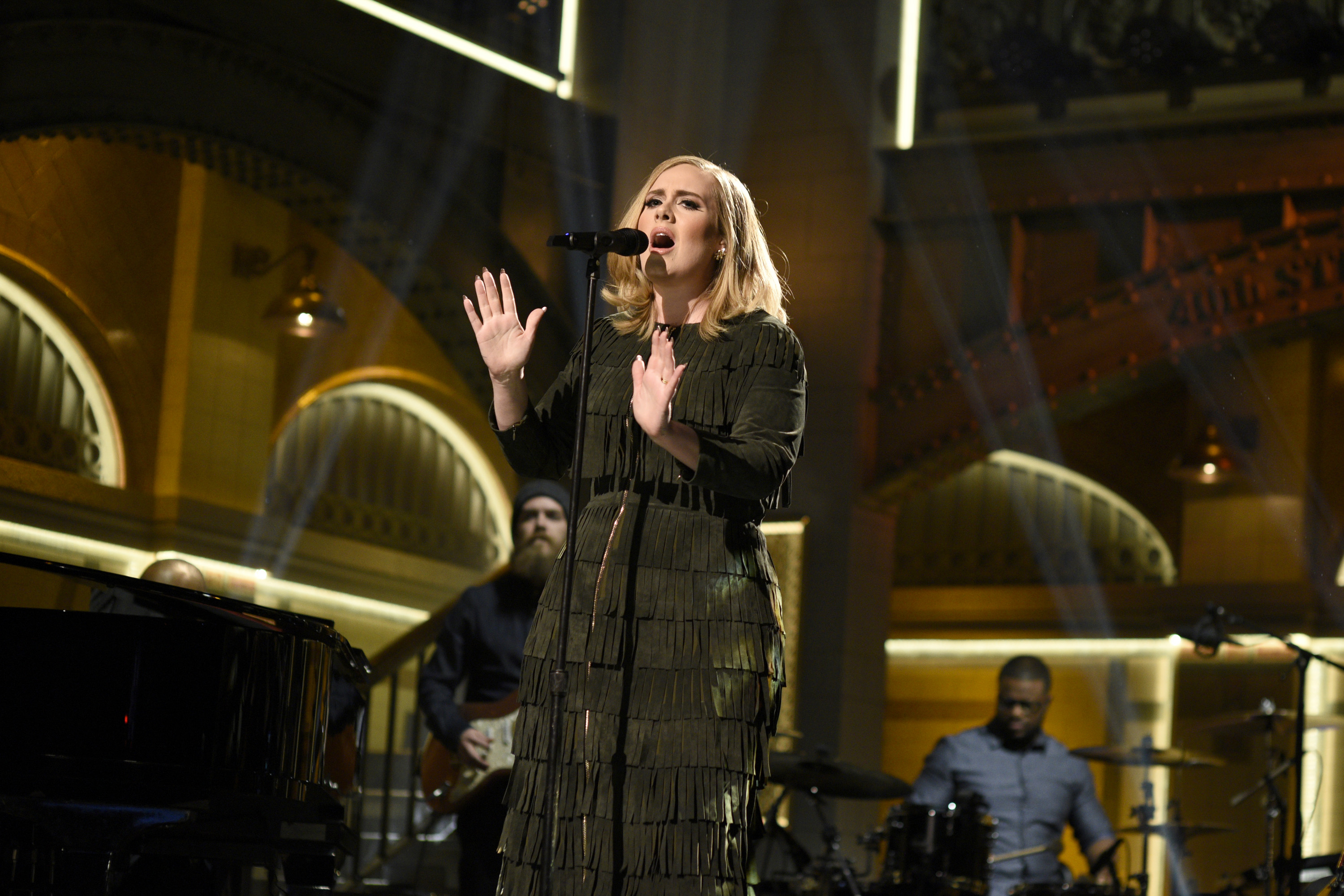 Adele performs during <i>Saturday Night Live</i> on Nov. 21, 2015 in New York City. (NBC/Getty Images)