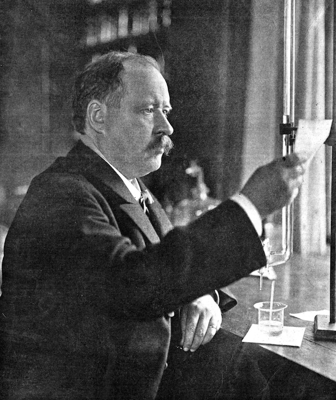Svante Arrhenius (1859-1927), Swedish physicist and chemist in his laboratory, 1909.