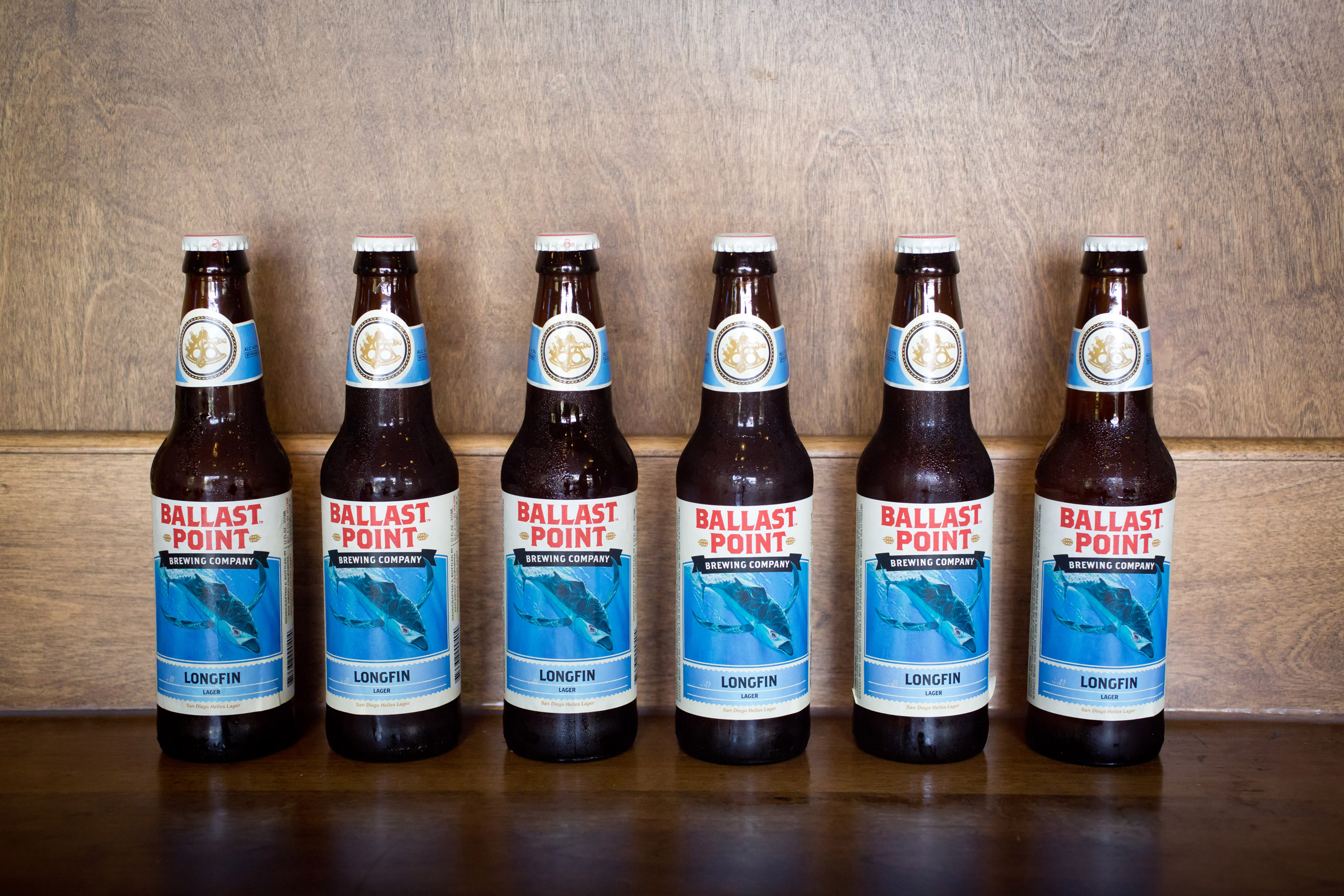 Bottles with Longfin Lager, Helles Lager in the tasting room of the Ballast Point Brewing Company, a micro brewery in San Diego, on August 25, 2014. (Frank Duenzl—dpa/Corbis)