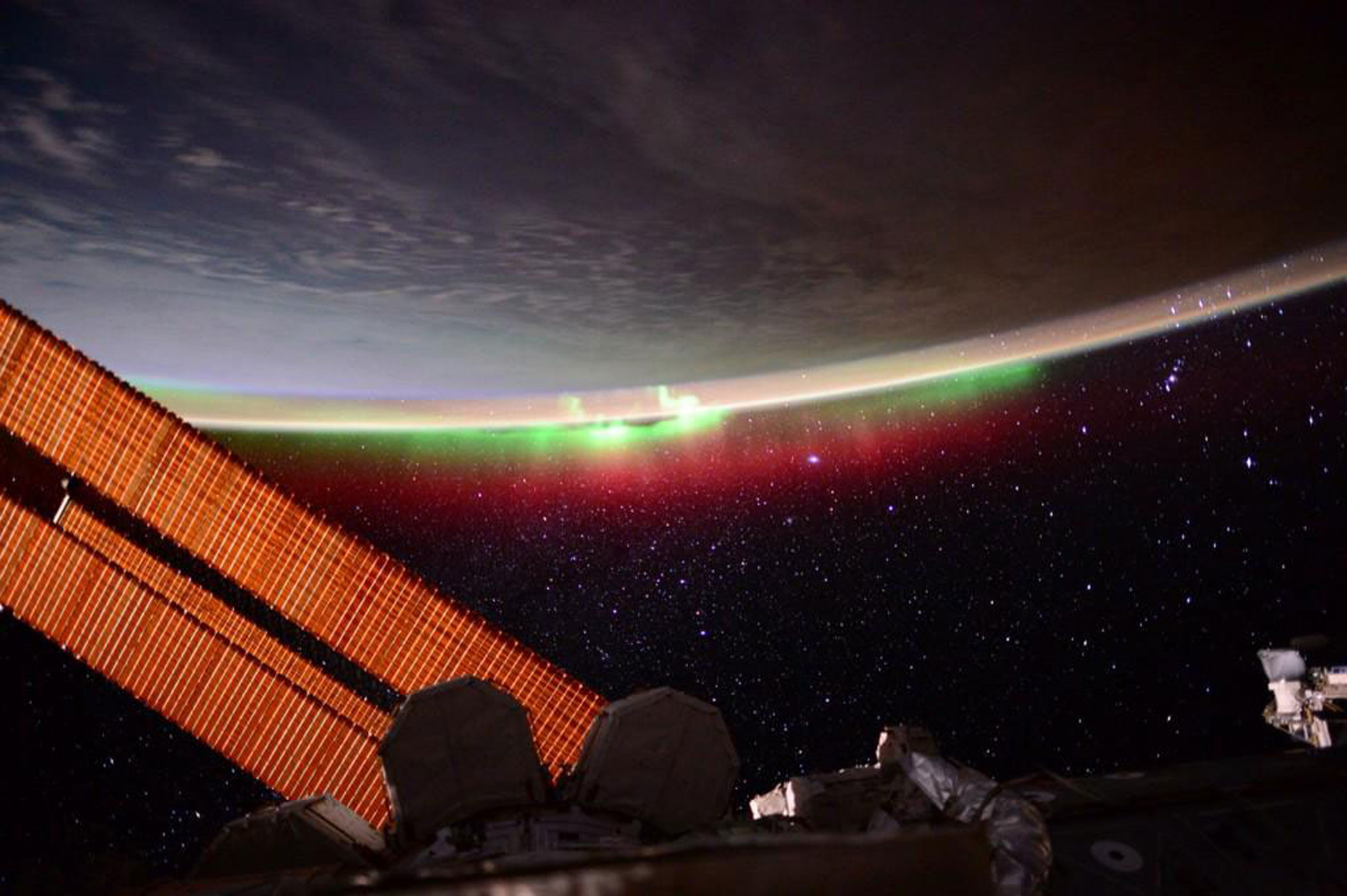 A brilliant aurora as seen from the International Space Station on June 27, 2015.