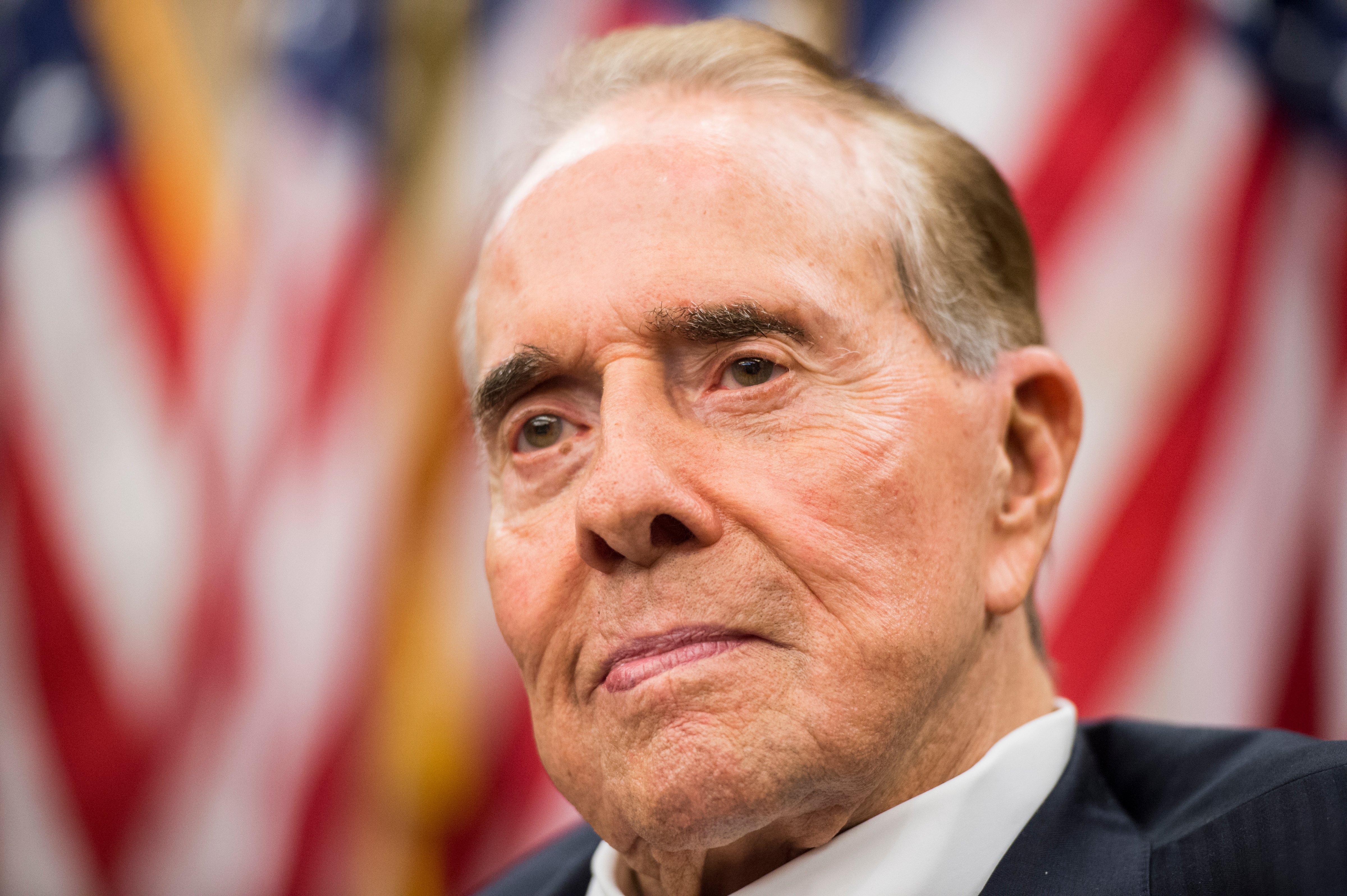 Bob Dole participates in a news conference in the Capitol Visitor Center in Washington, DC on  July 27, 2015. (Bill Clark—Getty Images)