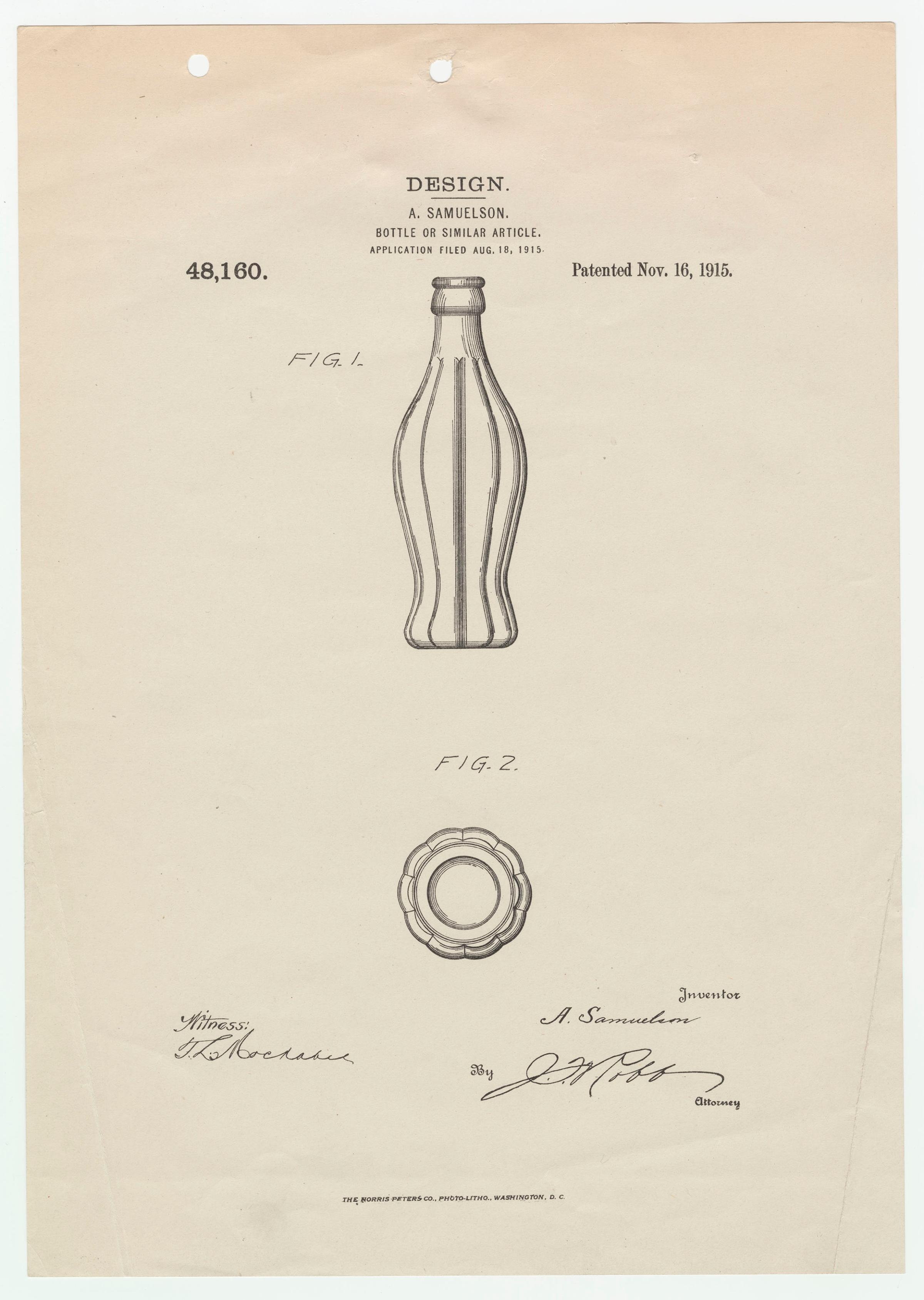 Coca-Cola bottle patent, 1915