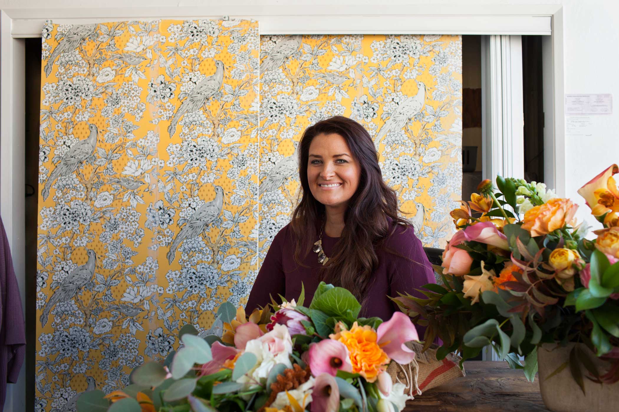 Christina Stembel, Owner &amp; CEO of Farmgirl Flowers, in her office above the SF Flower Mart where her business is located.