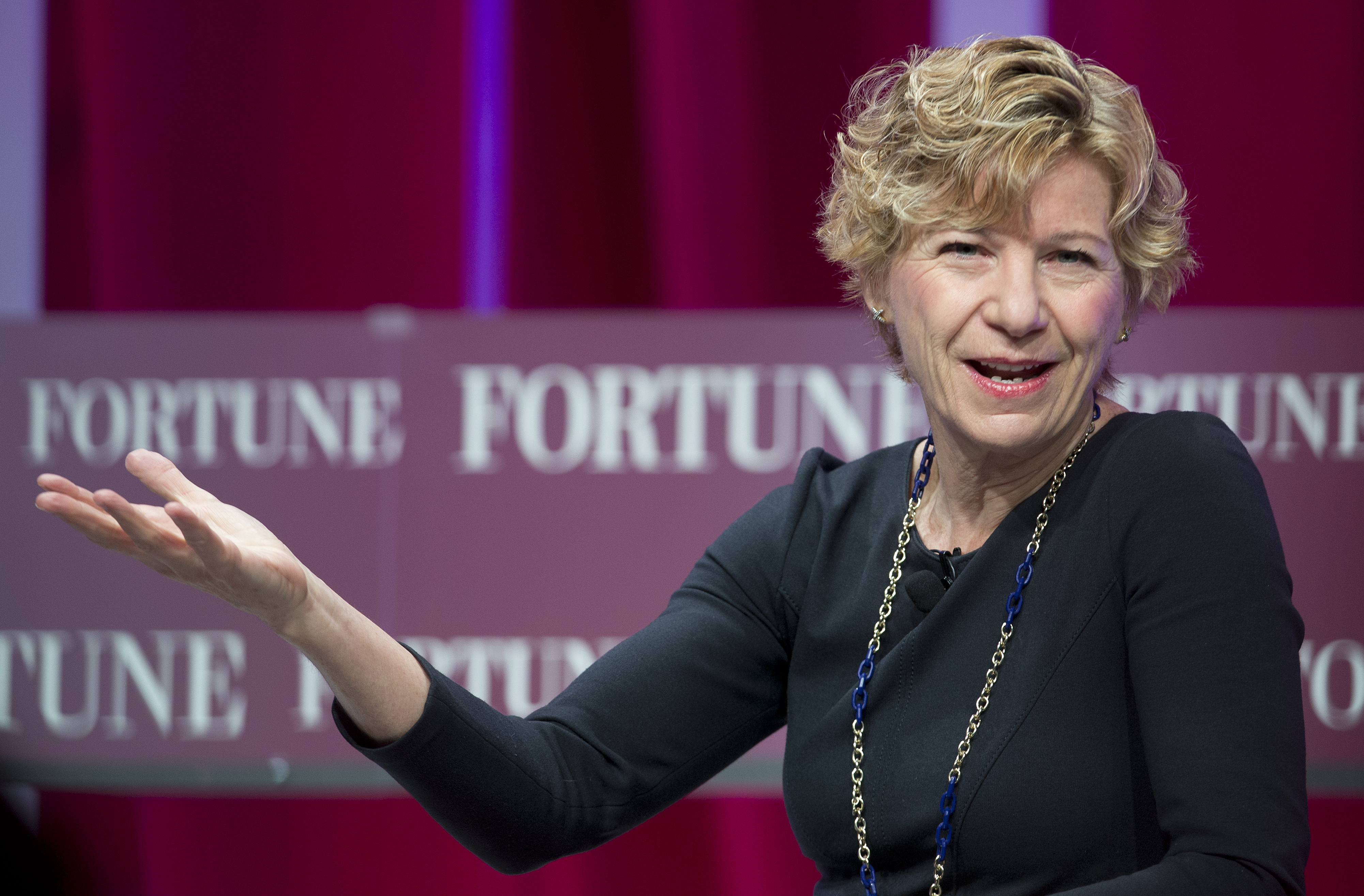 Sue Desmond-Hellmann, Chief Executive Officer of the Bill and Melinda Gates Foundation speaks at the Fortune Most Powerful Women Summit at the Mandarin Oriental hotel in Washington on Oct. 14, 2015. (Carolyn Kaster—AP)