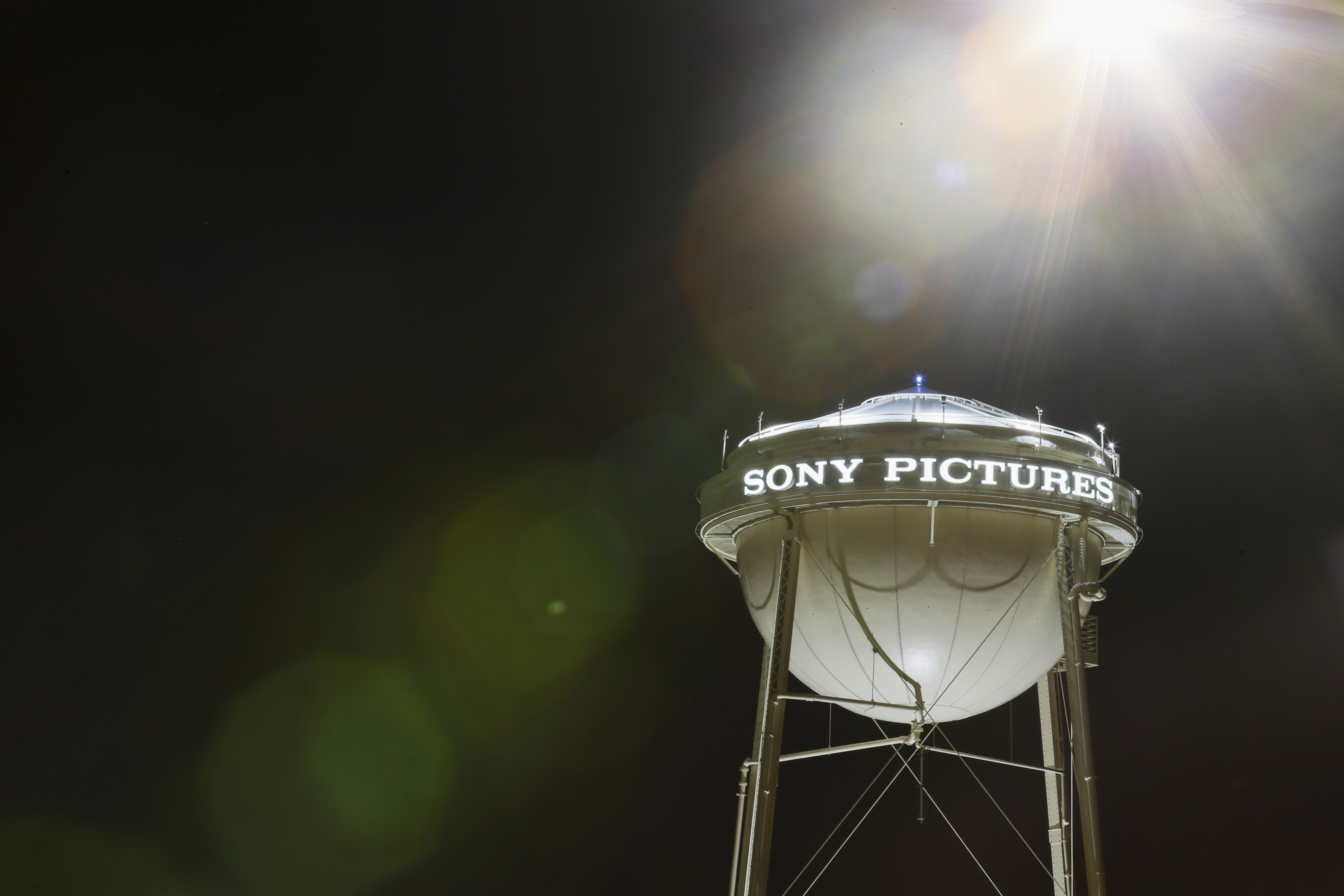 The water tower at the Sony Pictures Entertainment Inc. studios in Culver City, Calif., Dec. 18, 2014 (Bloomberg—Bloomberg/Getty Images)