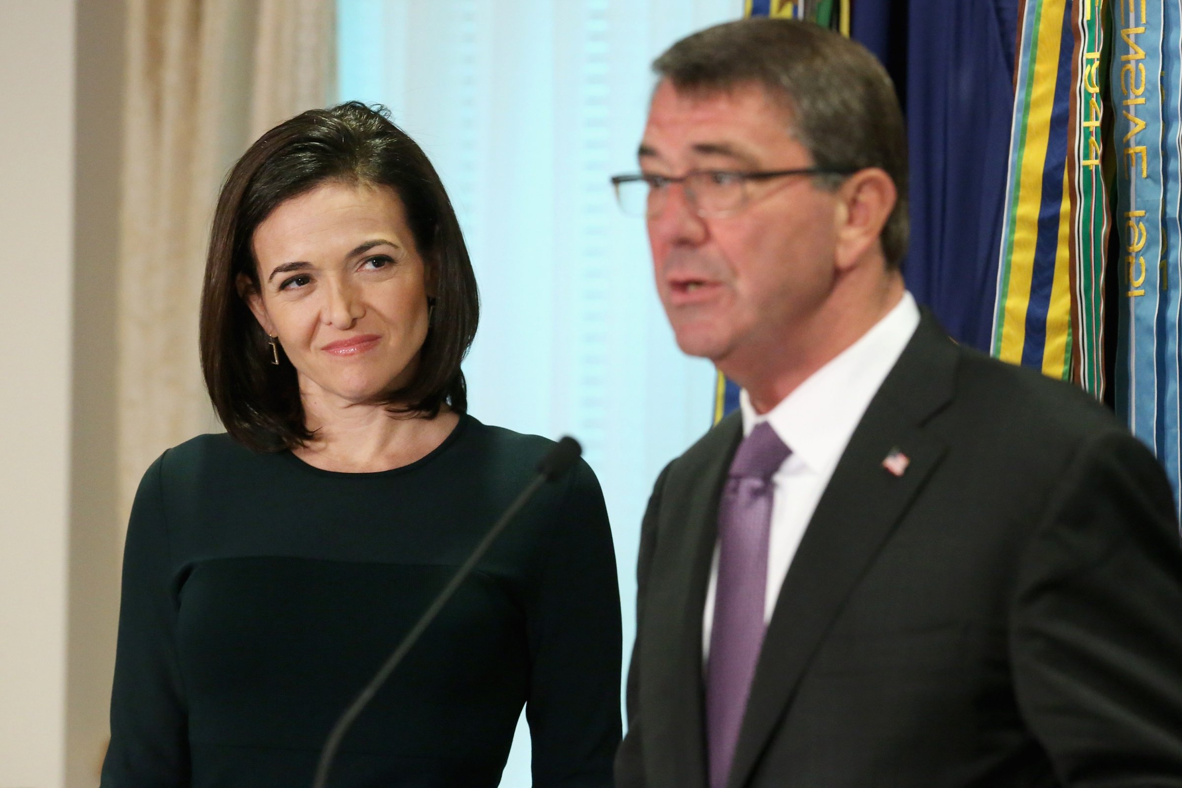 Defense Secretary Carter And Facebook COO Sheryl Sandberg Meet At Pentagon