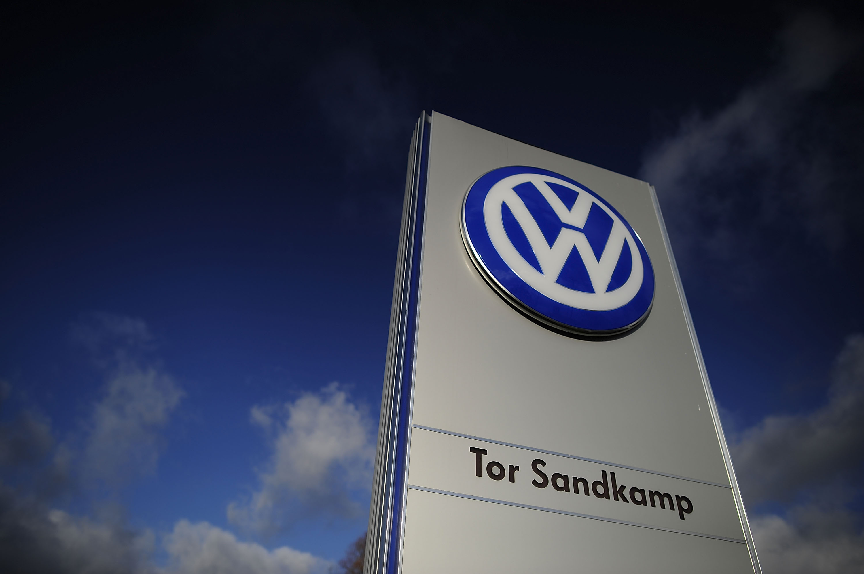 The Volkswagen logo is seen on November 20, 2015 in Wolfsburg, Germany. (Alexander Koerner—2015 Getty Images)