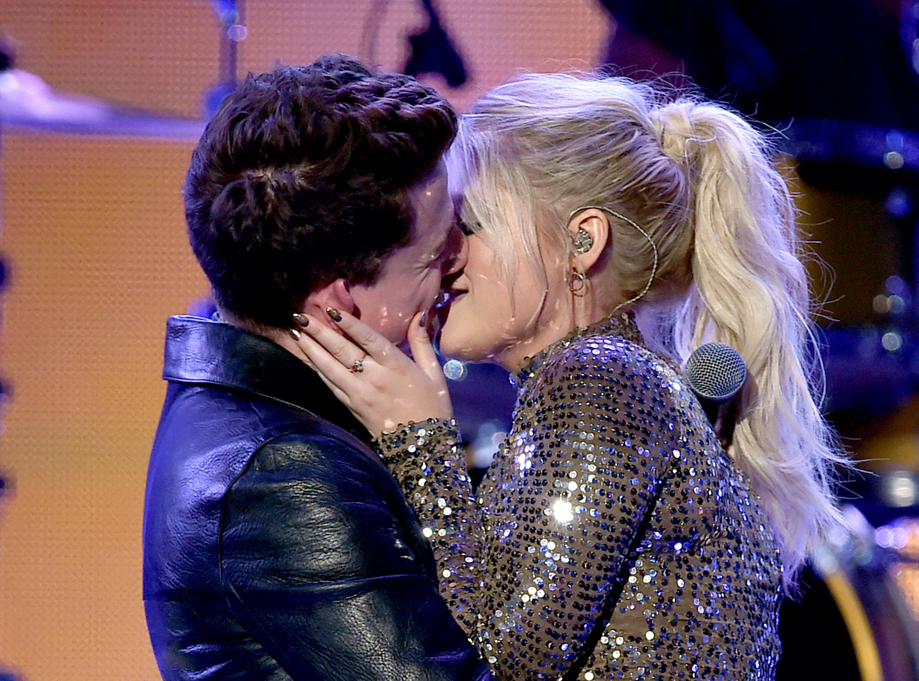 Meghan Trainor and Charlie Puth perform onstage during the 2015 American Music Awards at Microsoft Theater on Nov. 22, 2015 in Los Angeles, California. (Kevin Winter—Getty Images)
