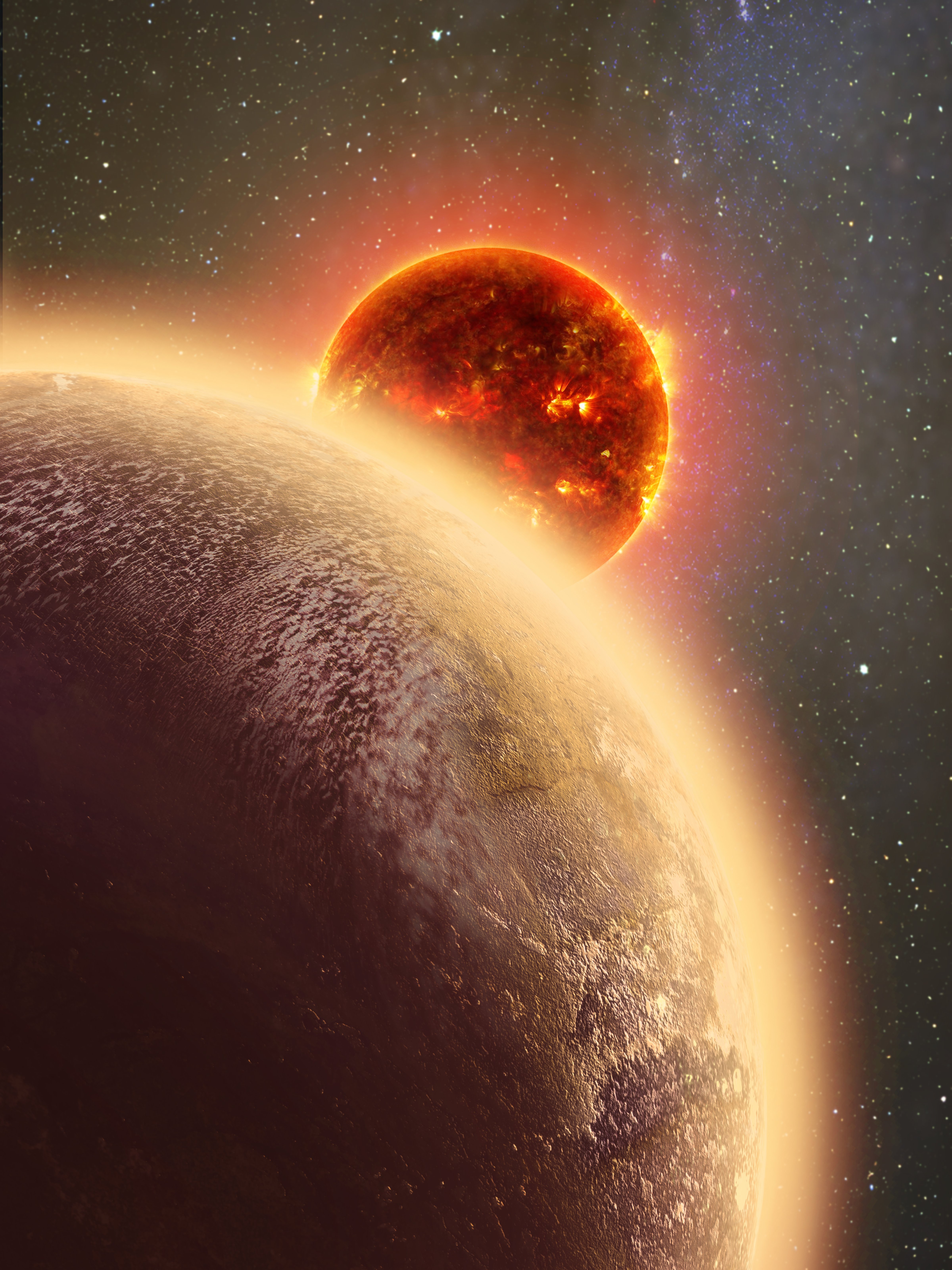 In this artist's conception GJ 1132b, a rocky exoplanet very similar to Earth in size and mass, circles a red dwarf star. (Dana Berry—SkyWorks Digital/Harvard-Smithsonian Center For Astrophyics)