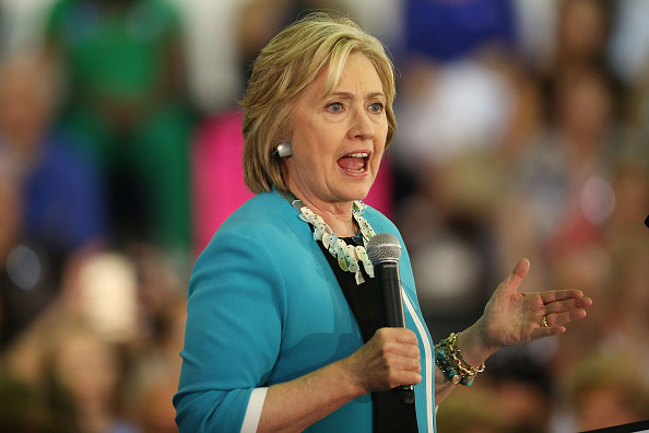 Democratic presidential candidate Hillary Clinton speaks about gun control during her campaign stop at the Broward College Hugh Adams Central Campus on October 2, 2015 in Davie, Florida. (Joe Raedle—Getty Images)