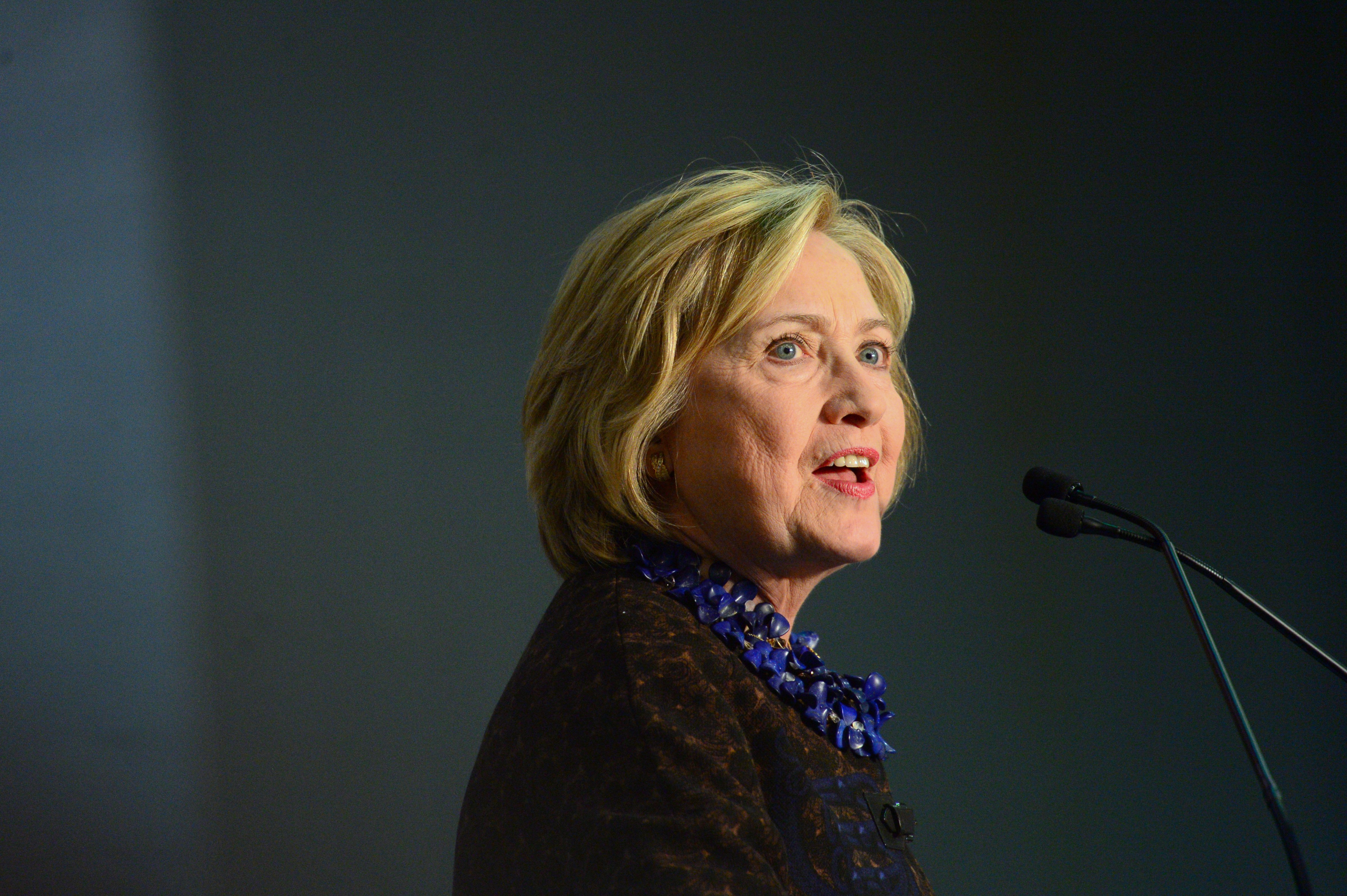 Democratic Presidential candidate Hillary Clinton Speaks to Supporters during the "African Americans for Hillary Grassroots Organizing Meeting with Hillary Clinton" event at Clark Atlanta University Gymnasium on October 30, 2015 in Atlanta, Georgia. (Prince Williams&mdash;WireImage/Getty Images)