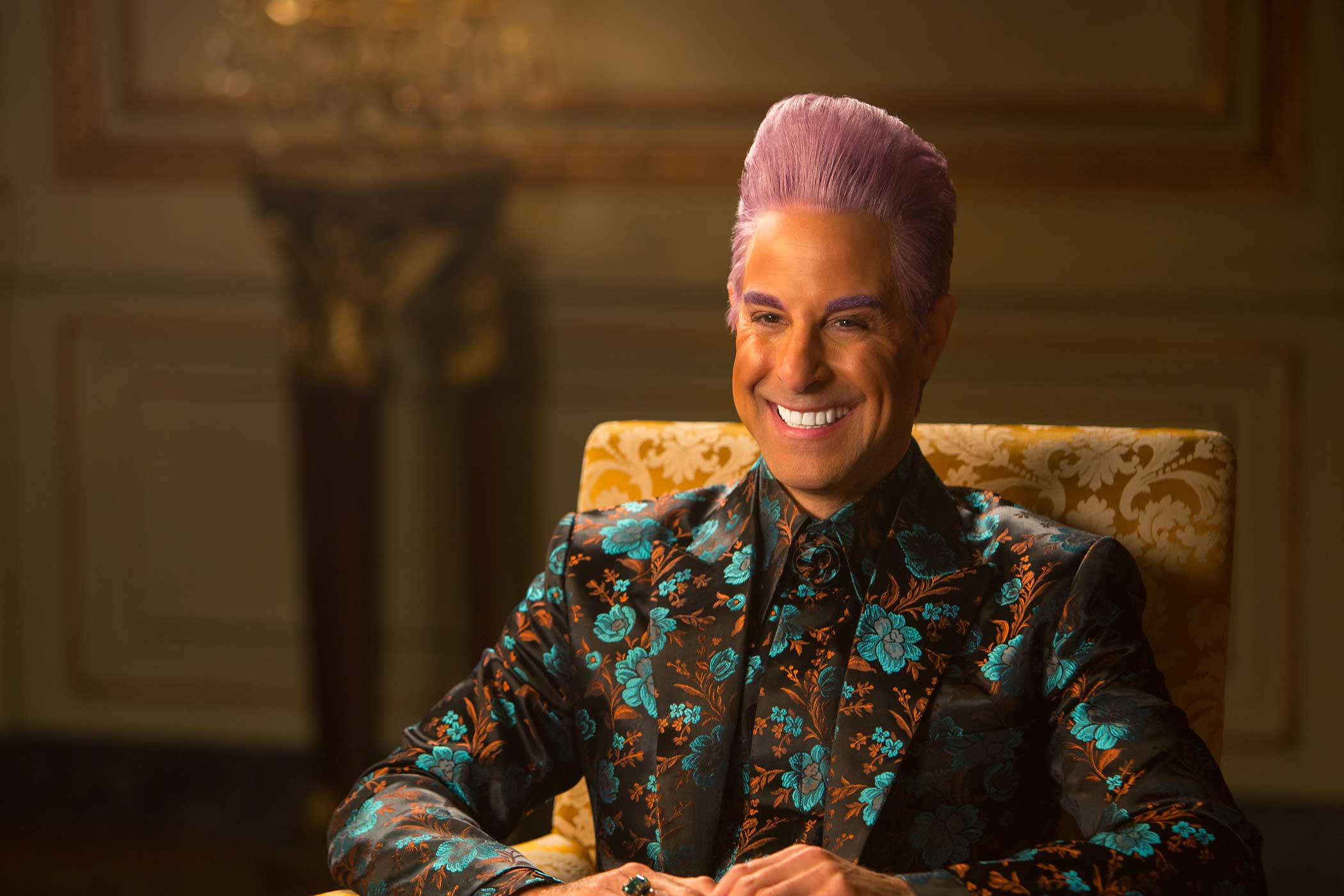 Stanley Tucci as Caesar Flickerman in The Hunger Games: Mockingjay – Part 1, 2014.