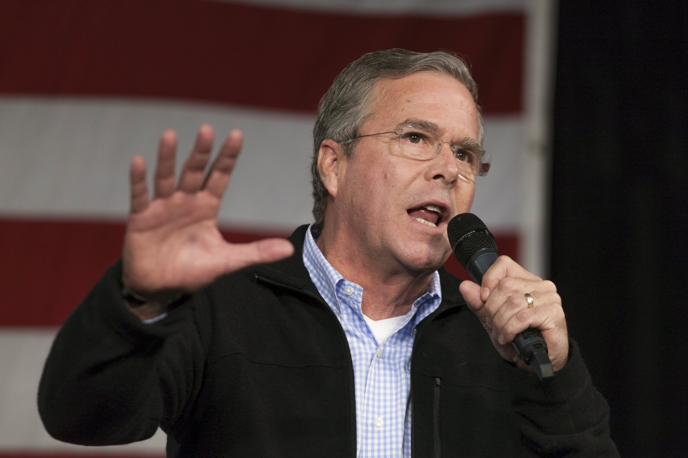 U.S. Republican presidential candidate Jeb Bush speaks at the Growth and Opportunity Party at the Iowa State Fairgrounds in Des Moines, Iowa