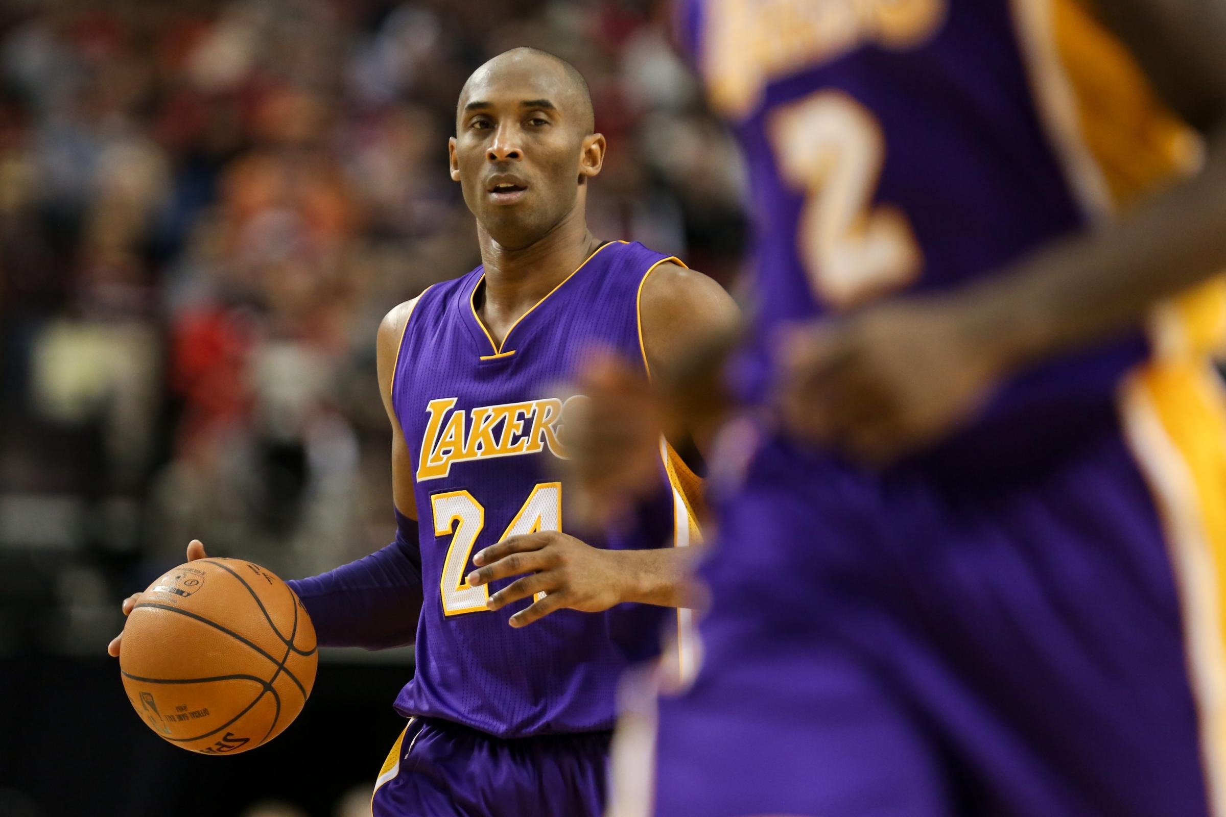 Nov. 28, 2015 - KOBE BRYANT (24) looks to pass. The Portland Trailblazers hosted the Los Angeles Lakers at the Moda Center on November 28th, 2015. Photo by David Blair (Cal Sport Media via AP Images)