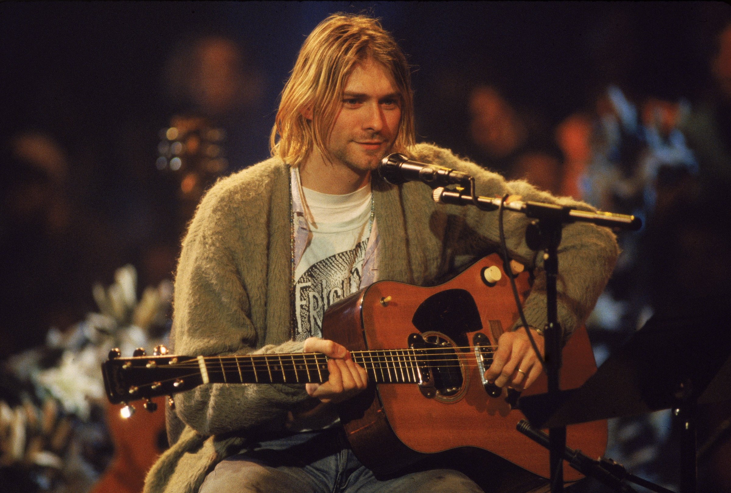 Kurt Cobain performs with Nirvana during a taping of MTV Unplugged on Nov. 18, 1993 in New York City.