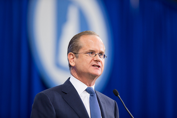 Democratic presidential candidate Lawrence Lessig speaks on stage at the New Hampshire Democratic Party State Convention on September 19, 2015 in Manchester, New Hampshire. (Scott Eisen—Getty Images)