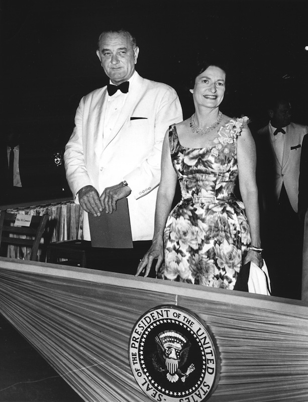 US President Lyndon Johnson and his wife, First Lady Lady Bird Johnson attend an  event in Washington DC, May 26, 1964. (PhotoQuest / Getty Images)