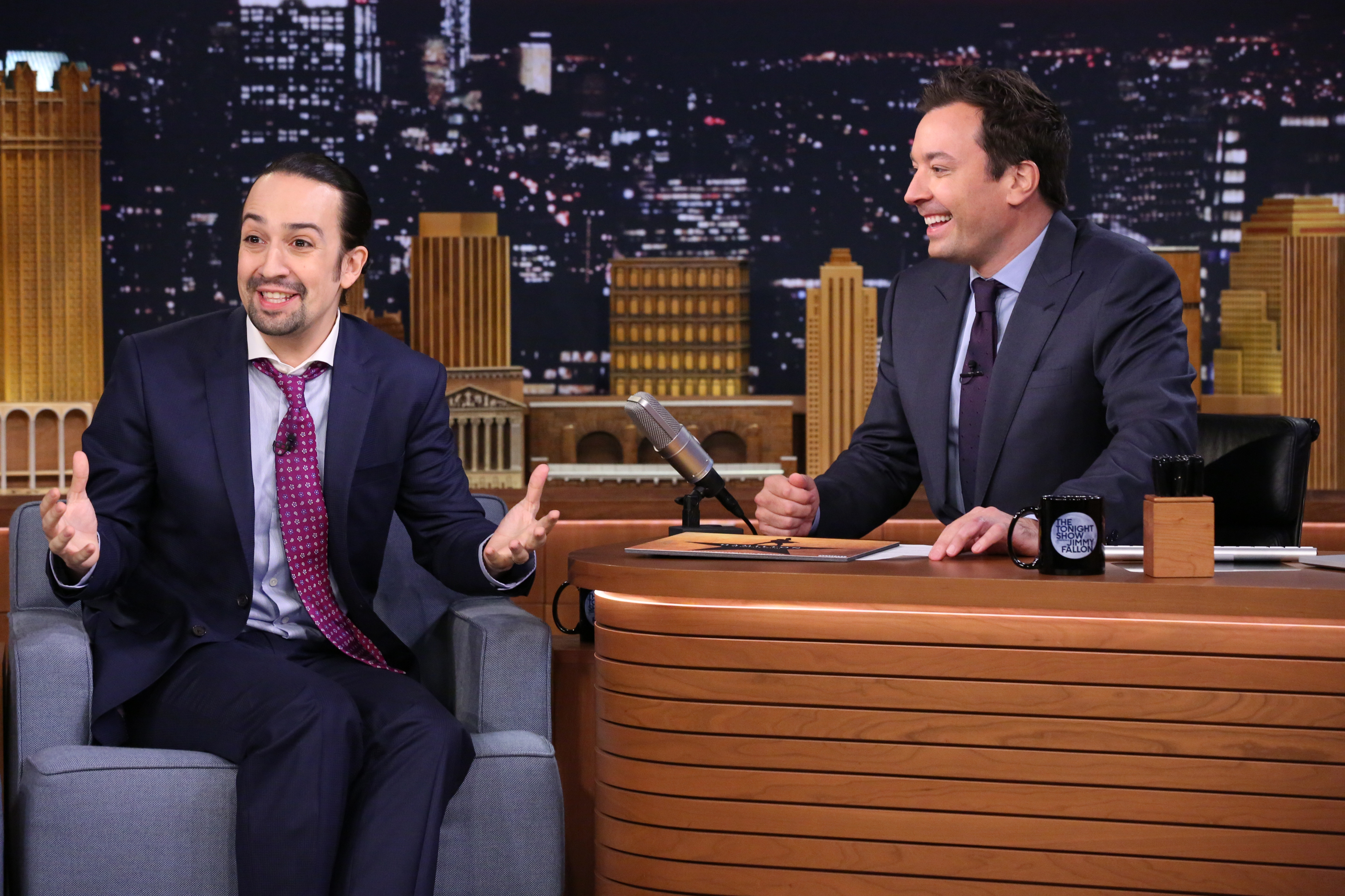 Lin-Manuel Miranda during an interview with host Jimmy Fallon on Nov. 6, 2015. (NBC/Getty Images)