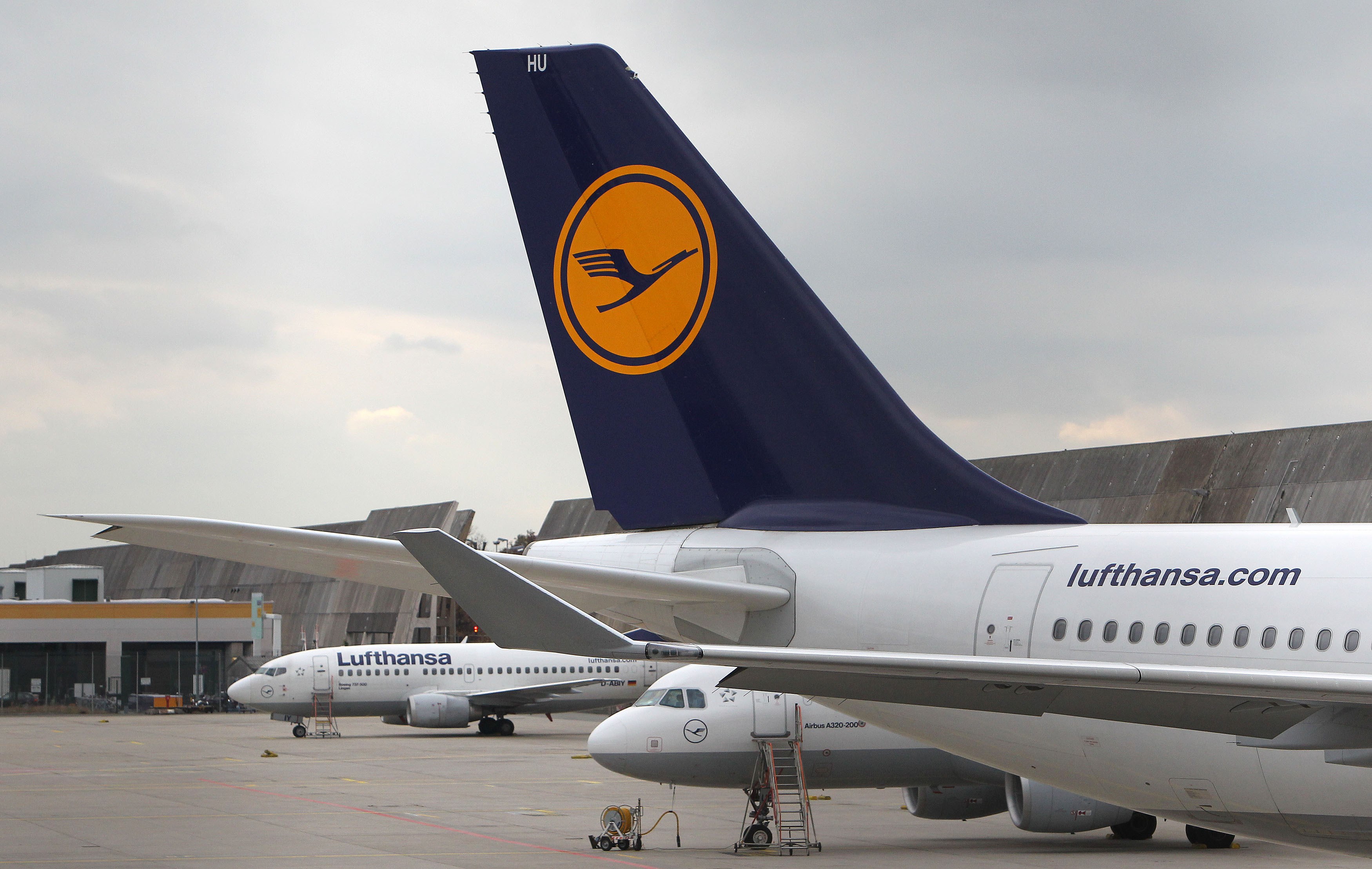 Aircrafts of German airline Lufthansa are parked at the airport in Frankfurt am Main, on November 6. (Daniel Roland—AFP/Getty Images)