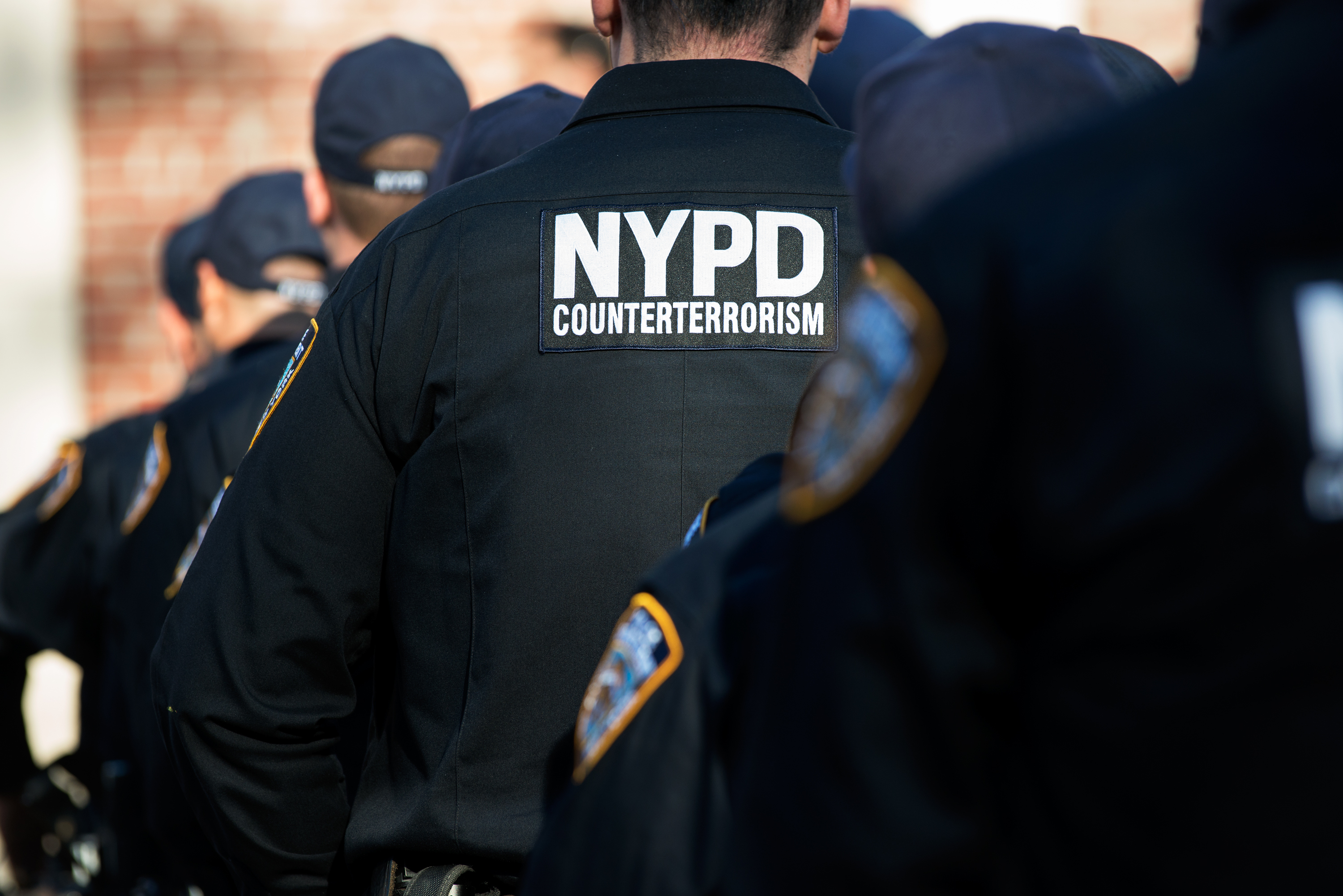 NYPD officers await the announcement of the formation of the Critical Command of the Counter-Terrorism Bureau in New York City on Nov. 16, 2015. (Bryan Thomas—Getty Images)