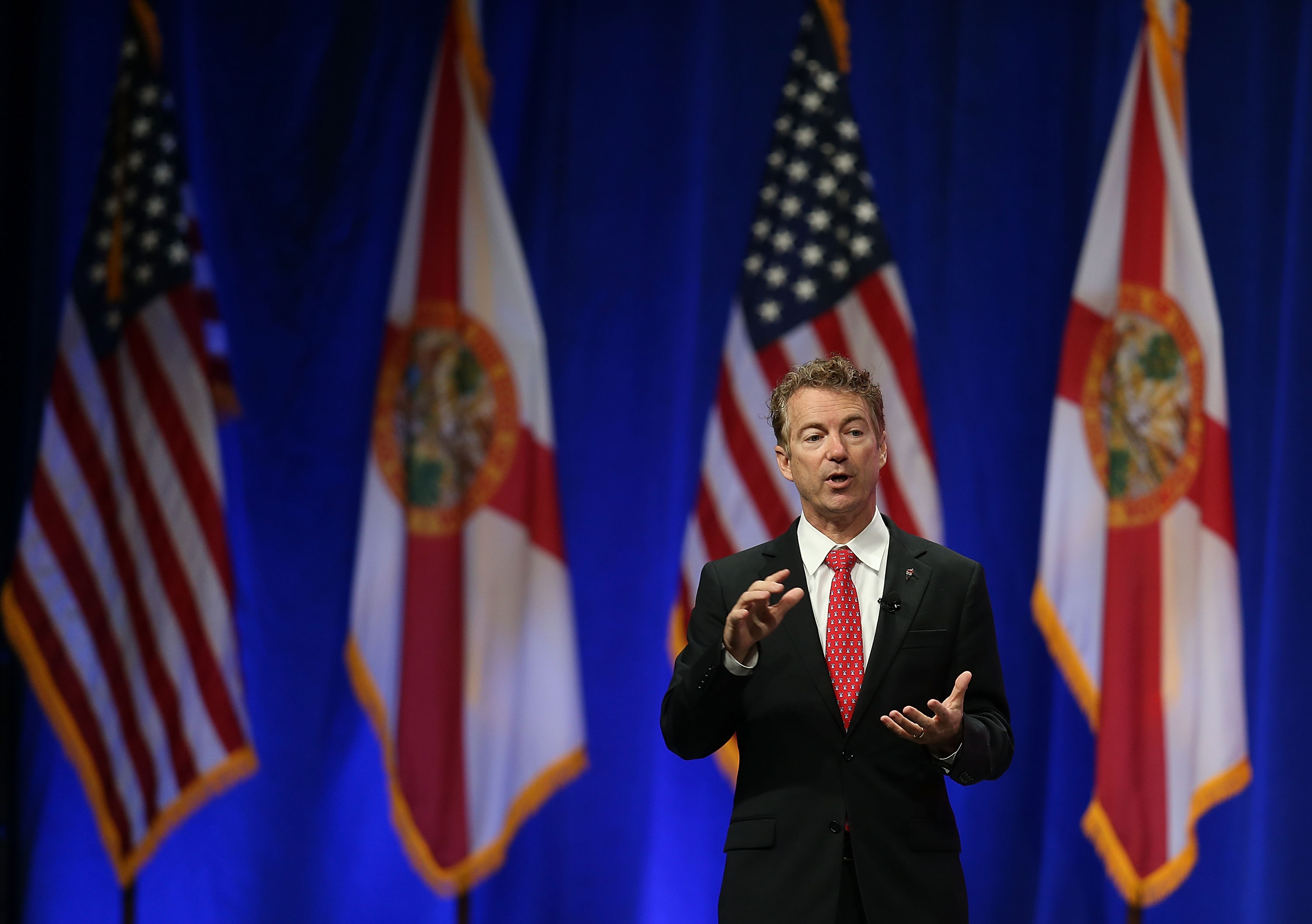 Republican presidential candidate Sen. Rand Paul (R-KY)  speaks during the Sunshine Summit conference being held at the Rosen Shingle Creek in Orlando, Florida, on Nov. 14, 2015.