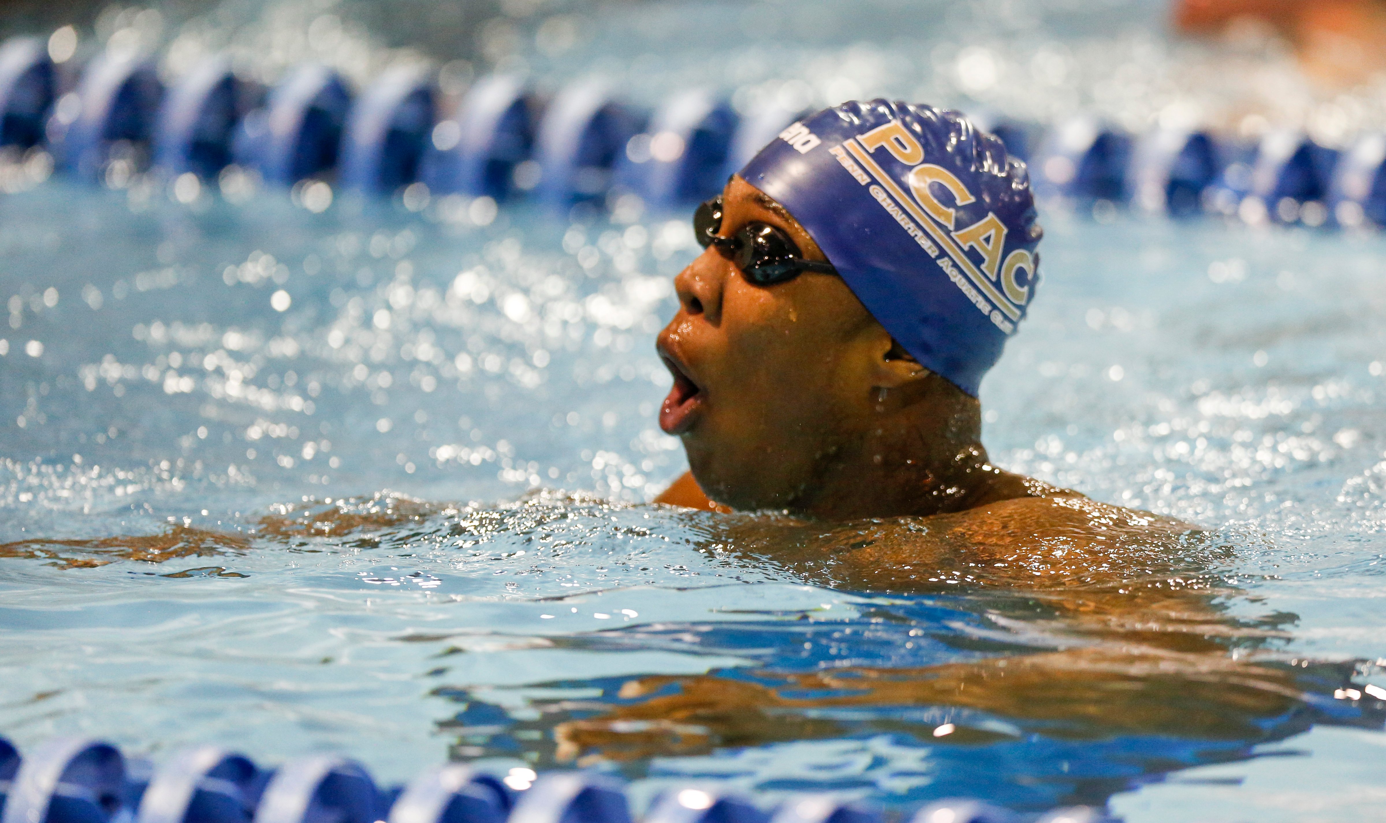 Reece Whitley at the Arena Pro Swim Series meet in Charlotte, N.C., on May 15, 2015. (Nell Redmond—AP)