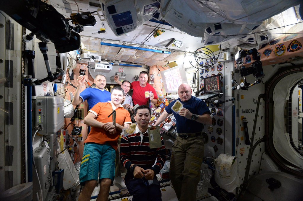 Finishing our #Thanksgiving meal. Warm wishes and #happythanksgiving from the crew of @Space_Station! #YearInSpace  - via Twitter on Nov. 26, 2015