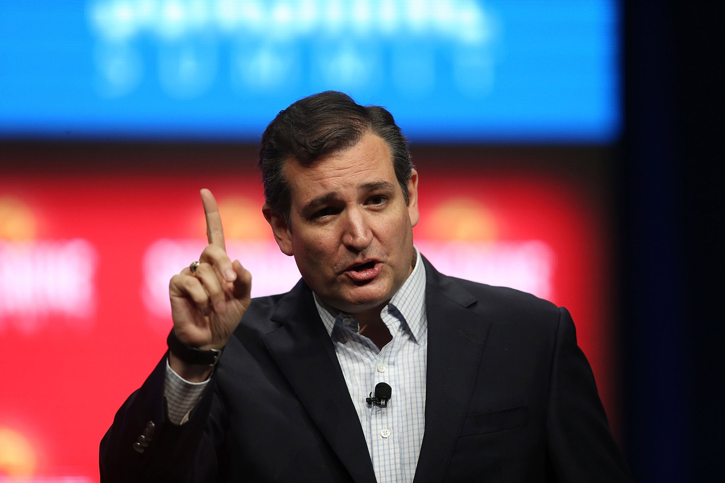 ORLANDO, FL - NOVEMBER 13: Republican presidential candidate Sen. Ted Cruz (R-TX) speaks during the Sunshine Summit conference being held at the Rosen Shingle Creek on November 13, 2015 in Orlando, Florida. The summit brought Republican presidential candidates in front of the Republican voters. (Photo by Joe Raedle/Getty Images)