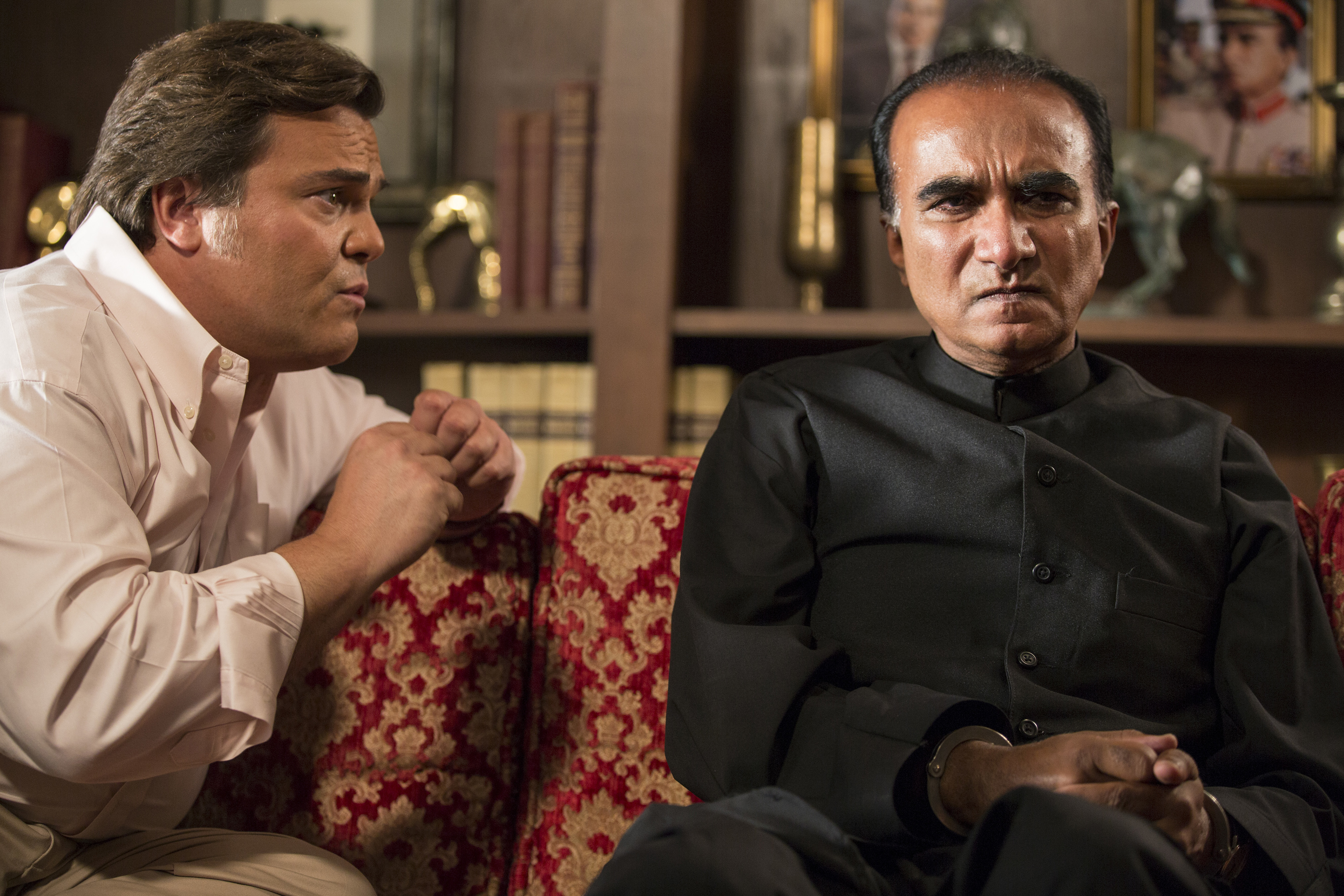 Jack Black and Iqbal Theba in the season finale of The Brink. (Merie W. Wallace—HBO)