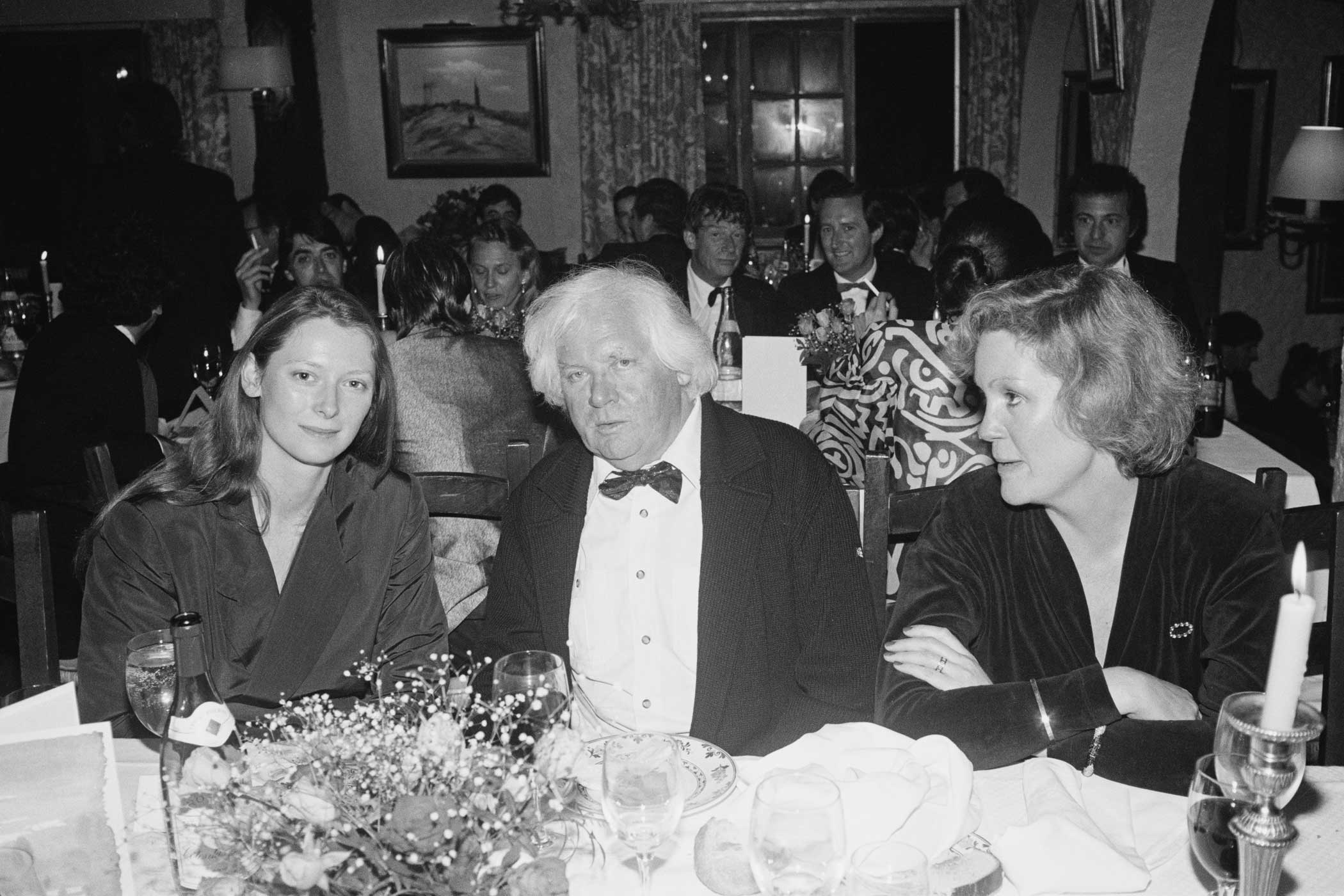 Tilda Swinton, left, and director Ken Russell are seen at the Cannes Film Festival to present their film Aria in Cannes, France in May 1987.
