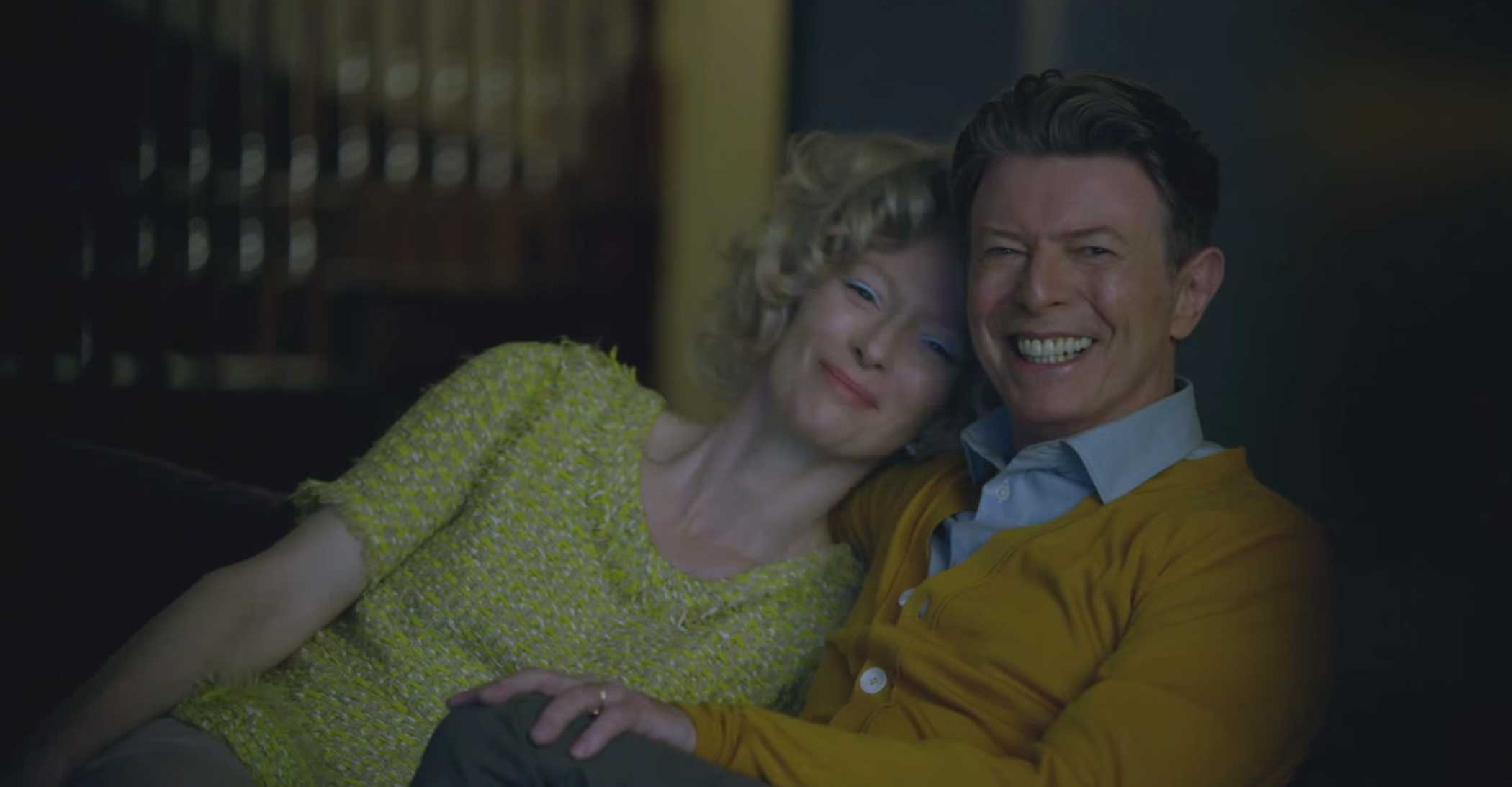 Tilda Swinton and David Bowie are pictured in a still from Bowie's video for "The Stars (Are Out Tonight)."