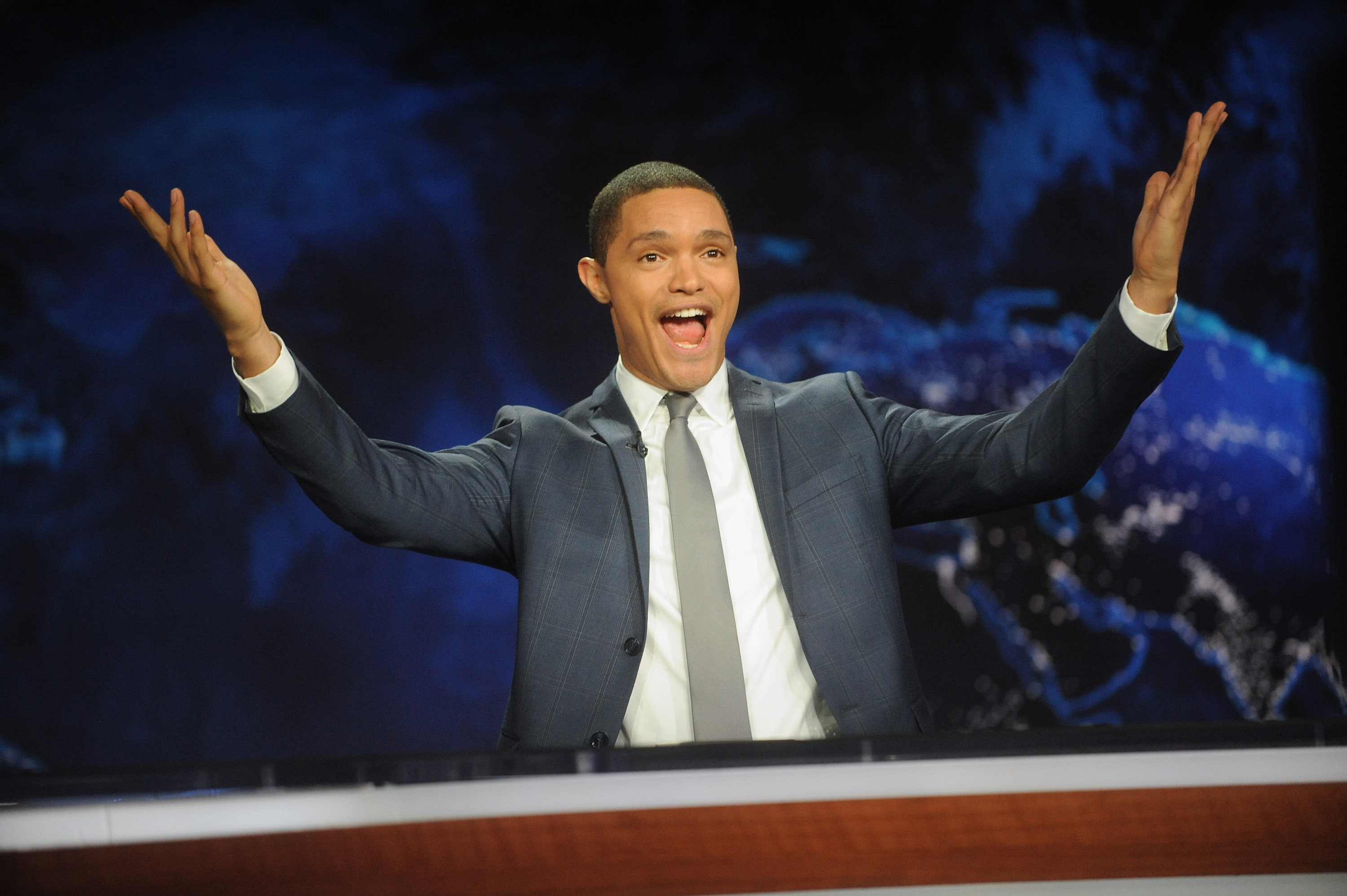 Trevor Noah hosts the <i>The Daily Show with Trevor Noah</i> in New York City, on Sept. 28, 2015. (Brad Barket—Getty Images)