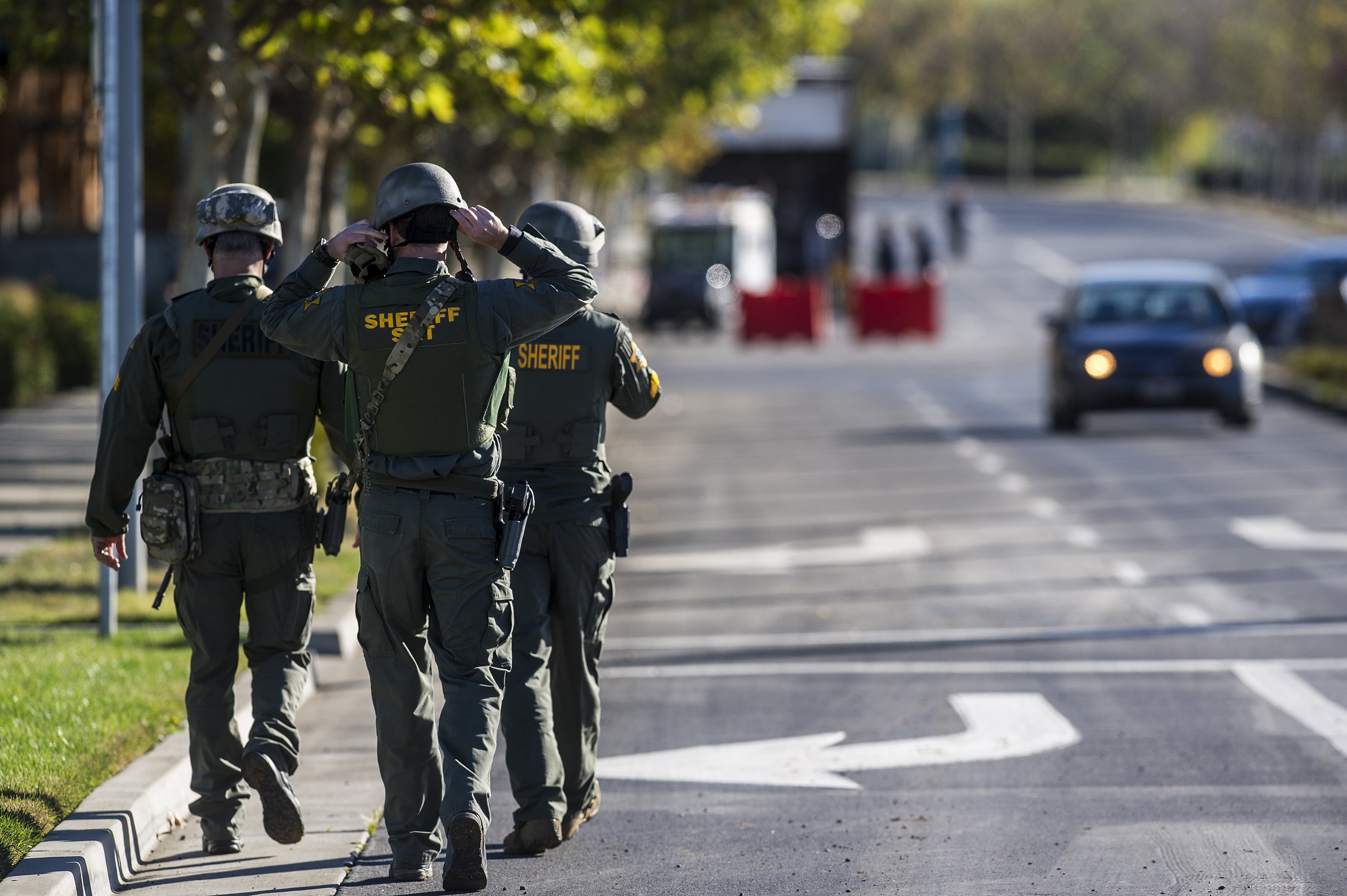Merced County Sheriff SWAT members enter the University of California, Merced campus after a reported stabbing in Merced, Calif. on Nov. 4, 2015. (Andrew Kuhn—AP)
